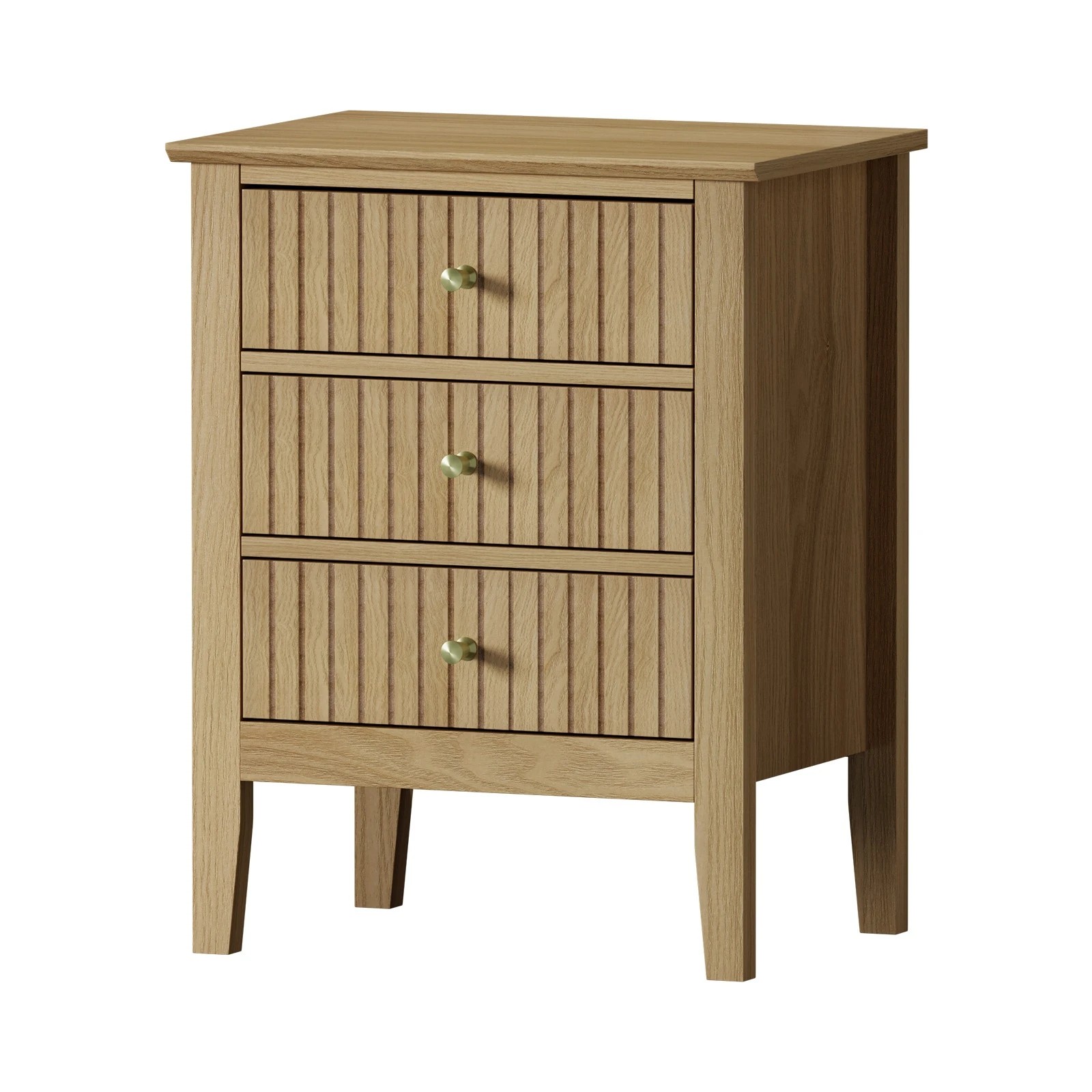 1 Oikiture Bedside Table 3 Drawers Side End Storage Furniture Nightstand
 - Natural, 1 of 6