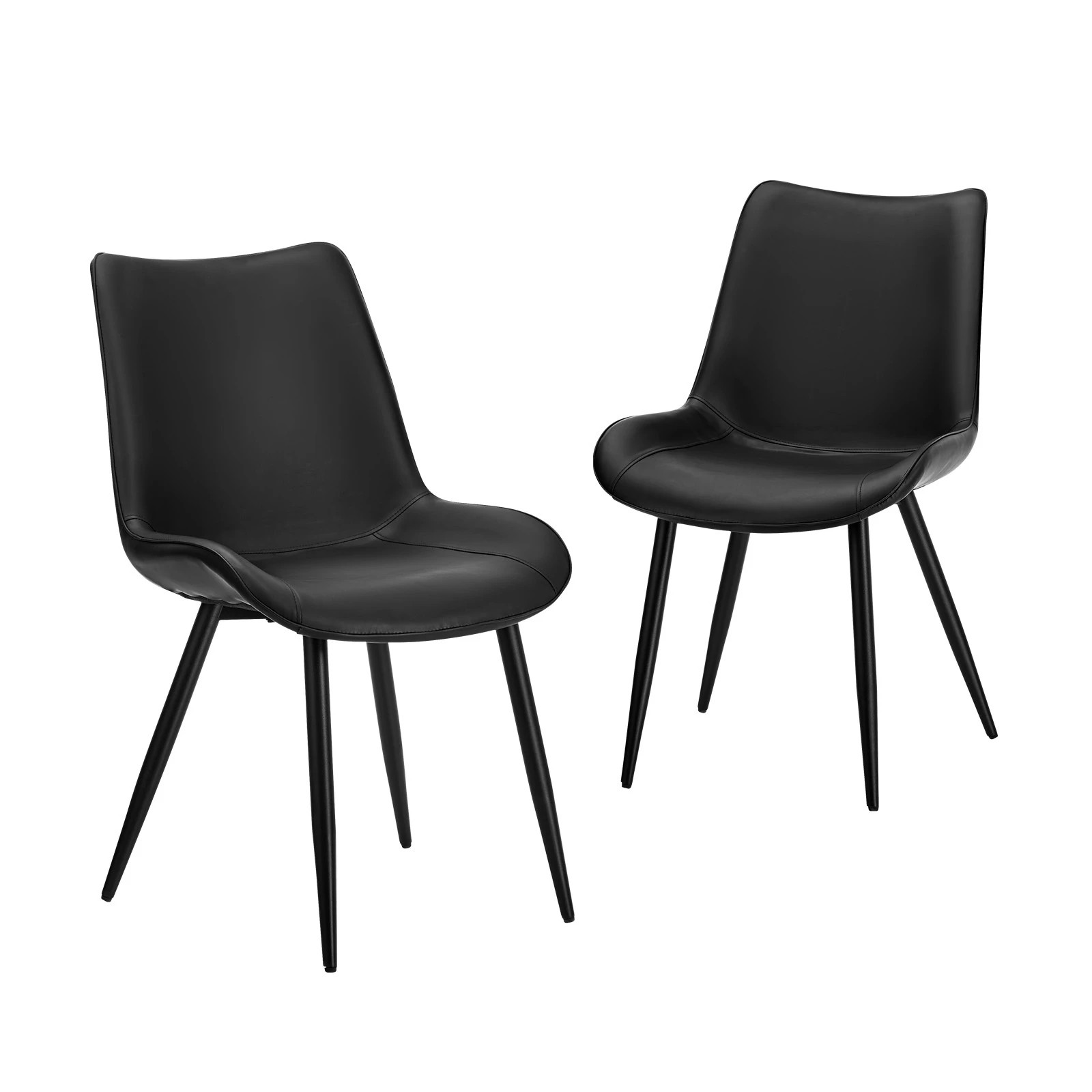 1 Oikiture 2x Dining Chairs Kitchen Accent Chairs Upholstered PU Leather - Black, 1 of 10