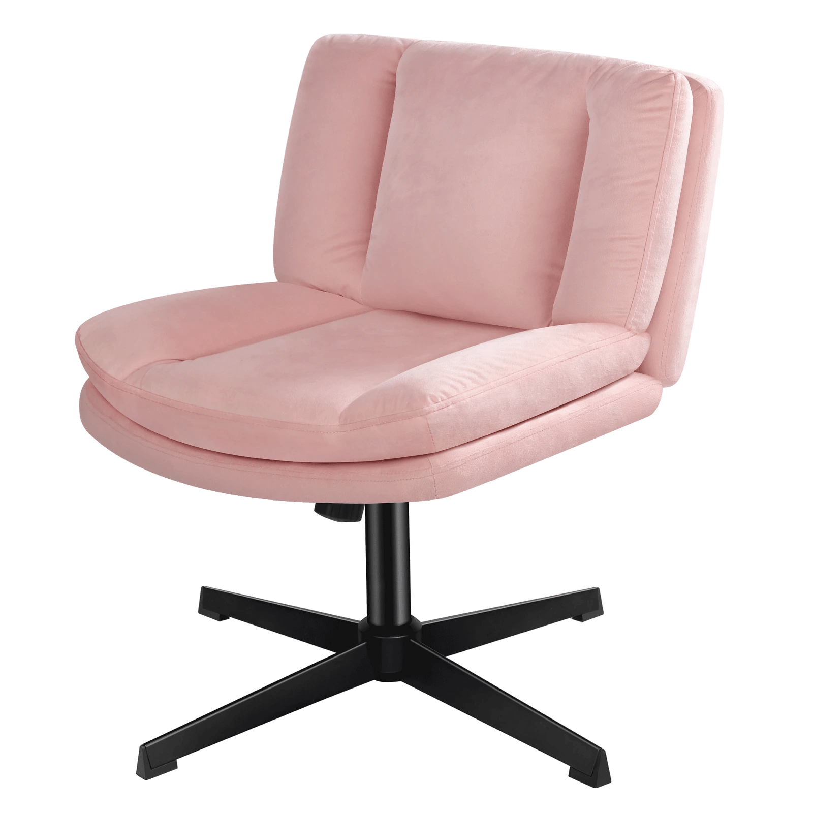 1 Alfordson Armless Office Desk Chair Mid Back Wide Seat Velvet - Pink, 1 of 7