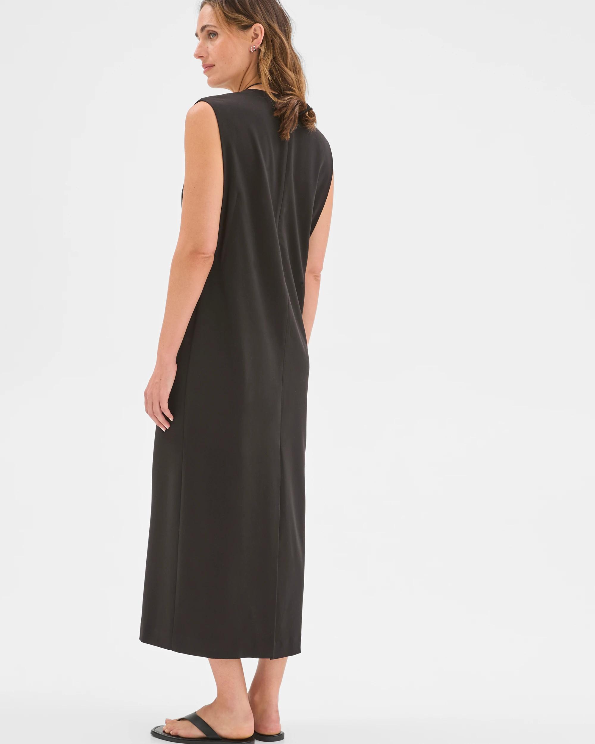 7 Preview Deep V-Neck Column Midi Dress BLACK, 7 of 7