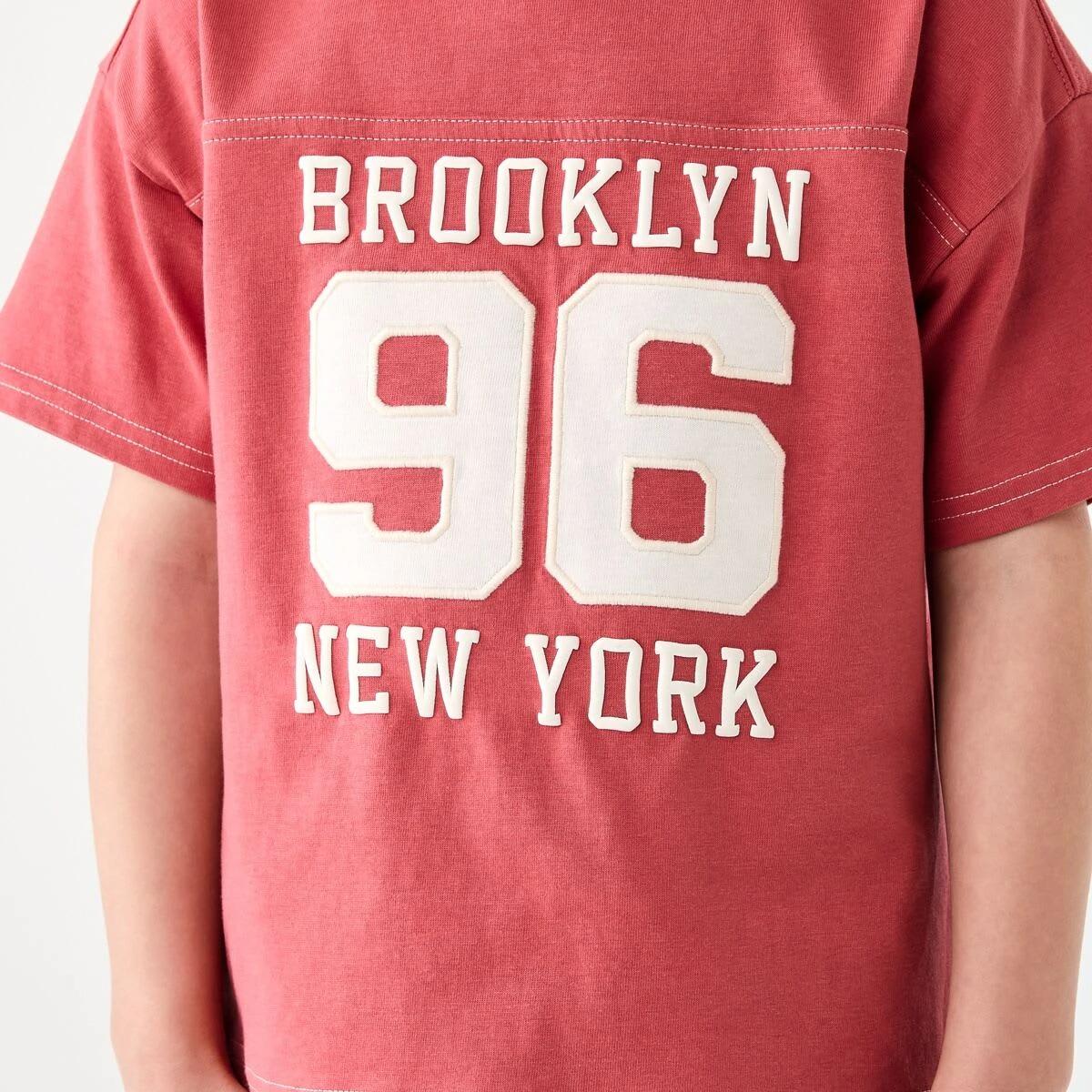 4 Short Sleeve Oversized Print T-shirt VARSITY TOP STITCH WASHED RED, 4 of 6