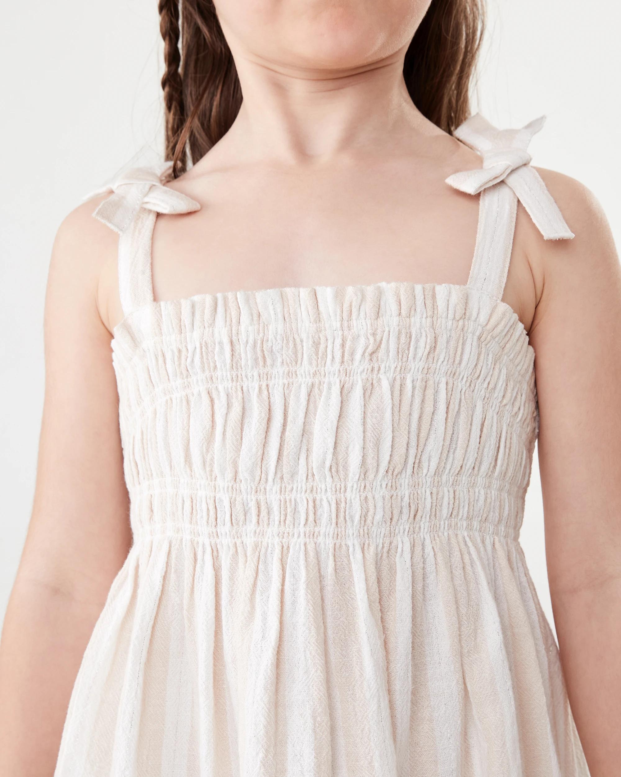 5 Lurex Stripe Smocked Dress Bge Stripe, 5 of 8