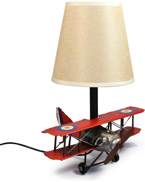 Auto Petit USB LED Lamp Baron Plane Home Decor 20x27cm - Red