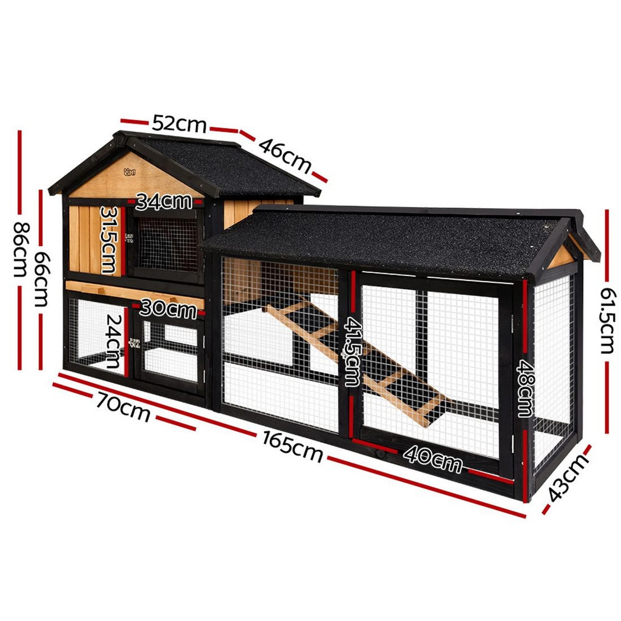 3 i.Pet Chicken Coop Rabbit Hutch Extra Large Run House Cage Wooden Bunny Outdoor - Multi, 3 of 7