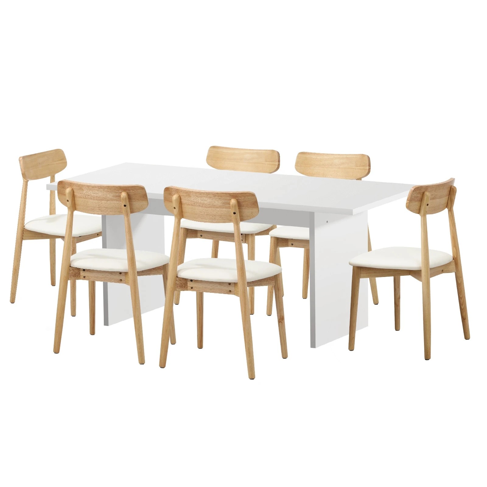 1 Oikiture 6-Seater Dining Table and Chairs Wooden Furniture Set - Multi, 1 of 9