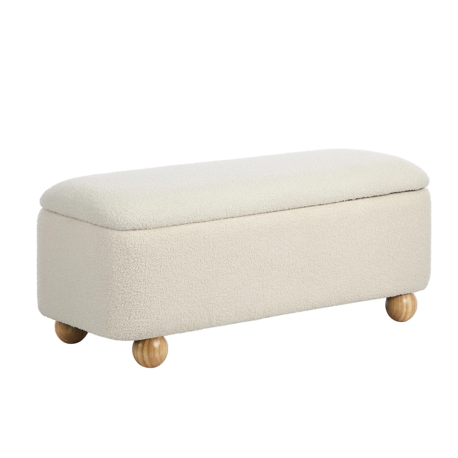 8 Oikiture Storage Ottoman Bench Ball Feet Teddy Boucle - Beige, 8 of 10