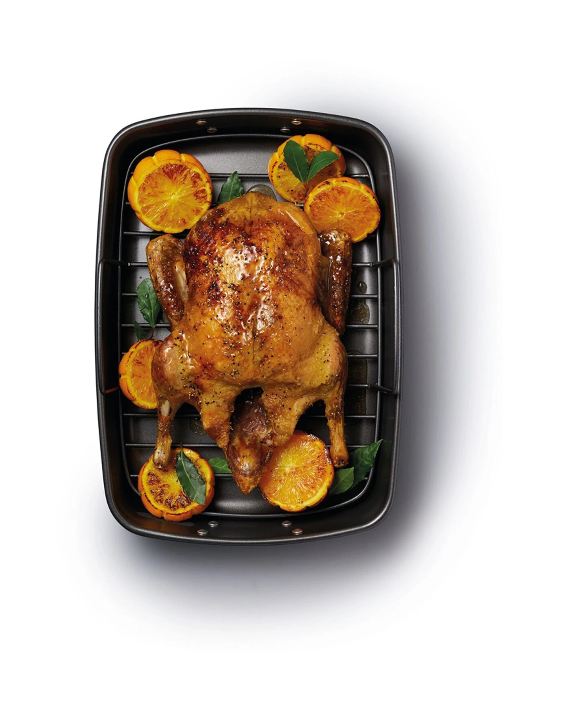 6 MasterCraft 40x28cm Heavy Base Non-Stick Roaster With Removable Roasting Rack - Black, 6 of 8