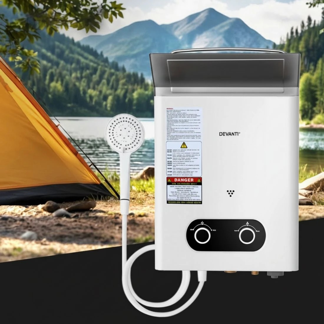 4 Devanti Portable Gas Water Heater Outdoor Camping Shower - White, 4 of 6