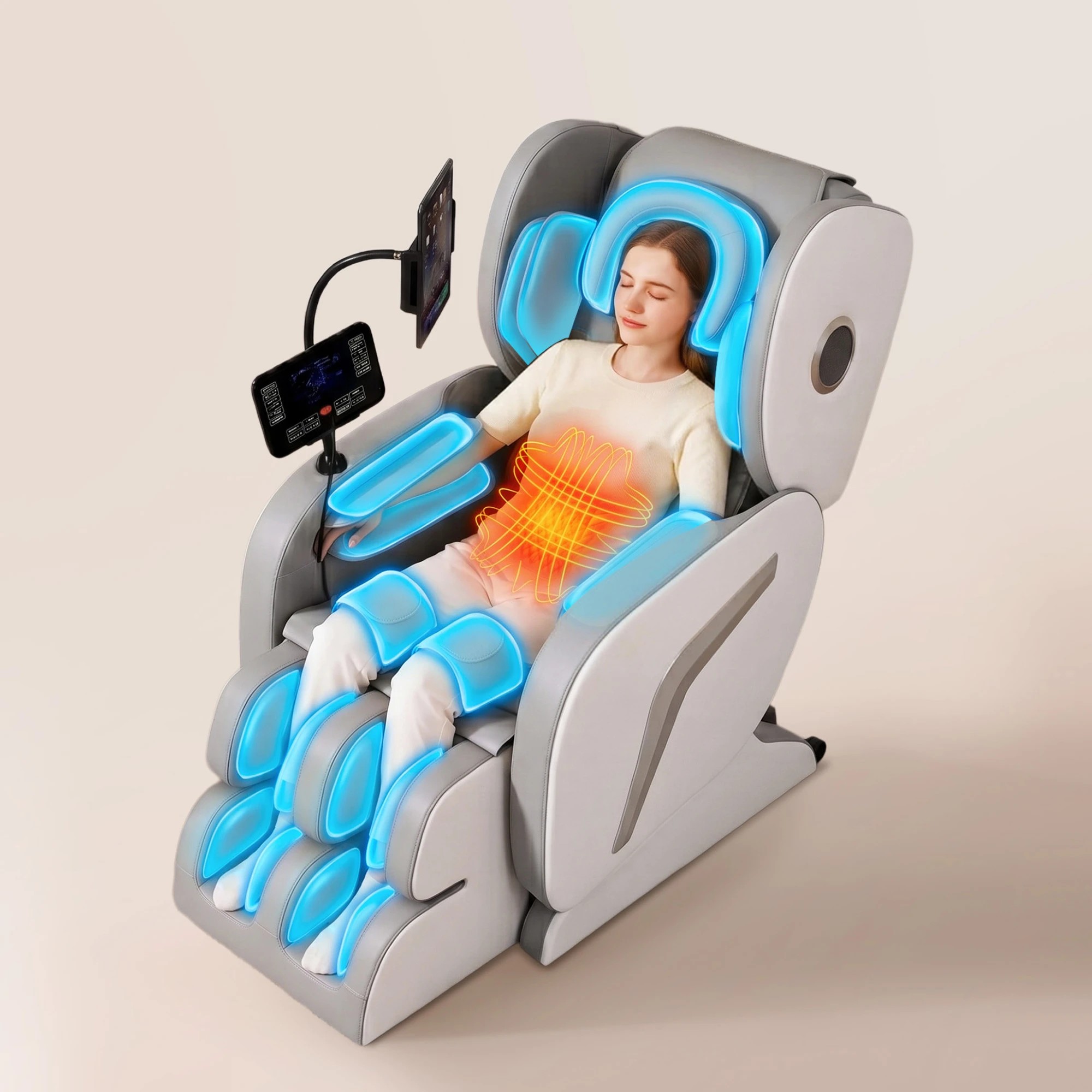 5 Livemor Full Body Massage Chair VEGA, Foot Roller, Waist & Calf Heat, Recliner, Airbags Compression - Grey, 5 of 10