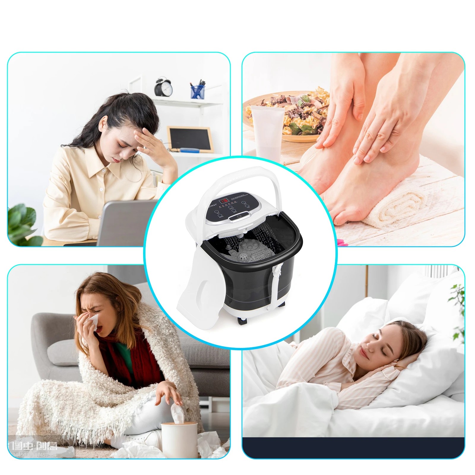 3 Costway Foot Spa Massager w/Heat & Timer Electric Footbath Tub - Black, 3 of 5