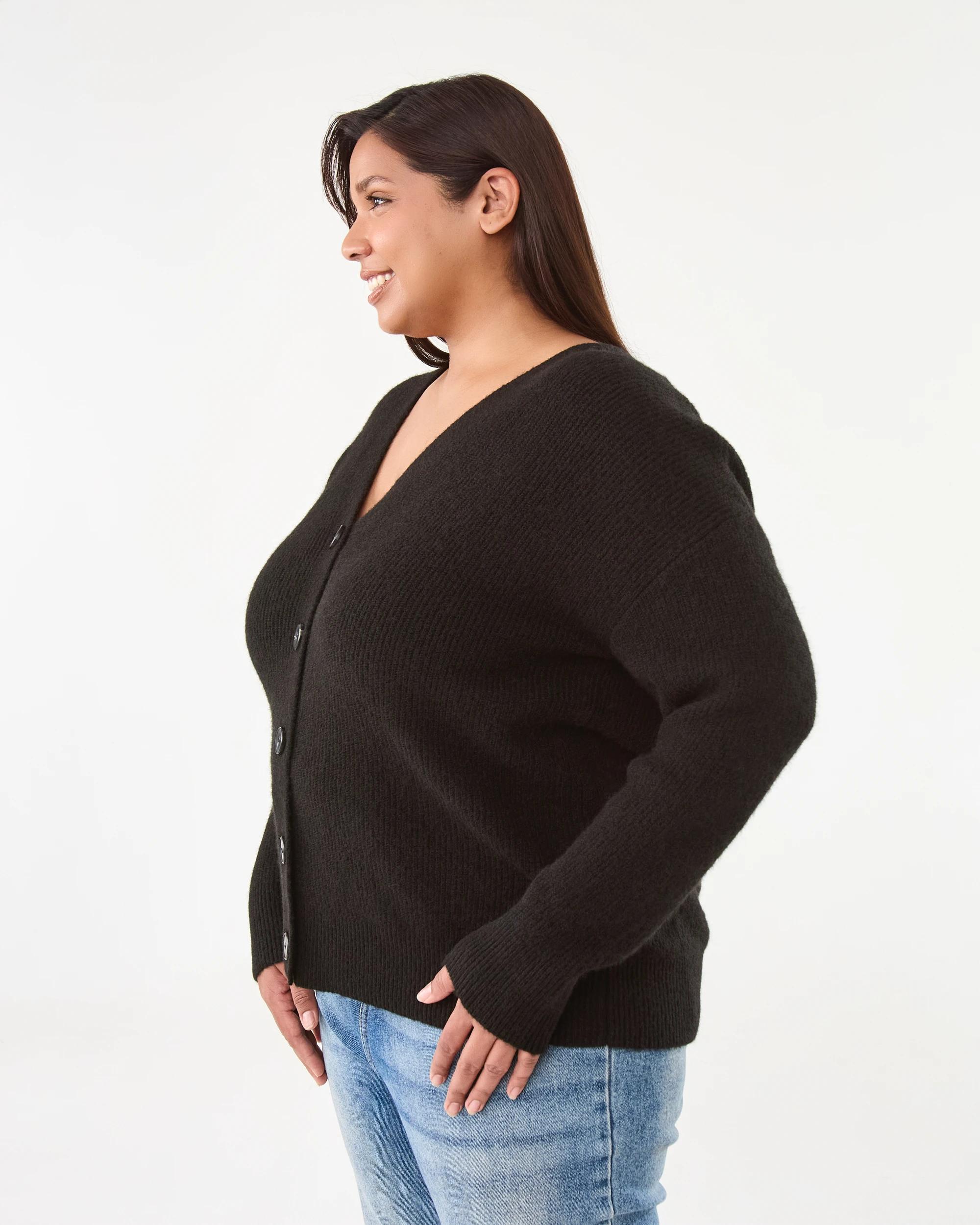 2 Curve Button Cardigan Black, 2 of 6