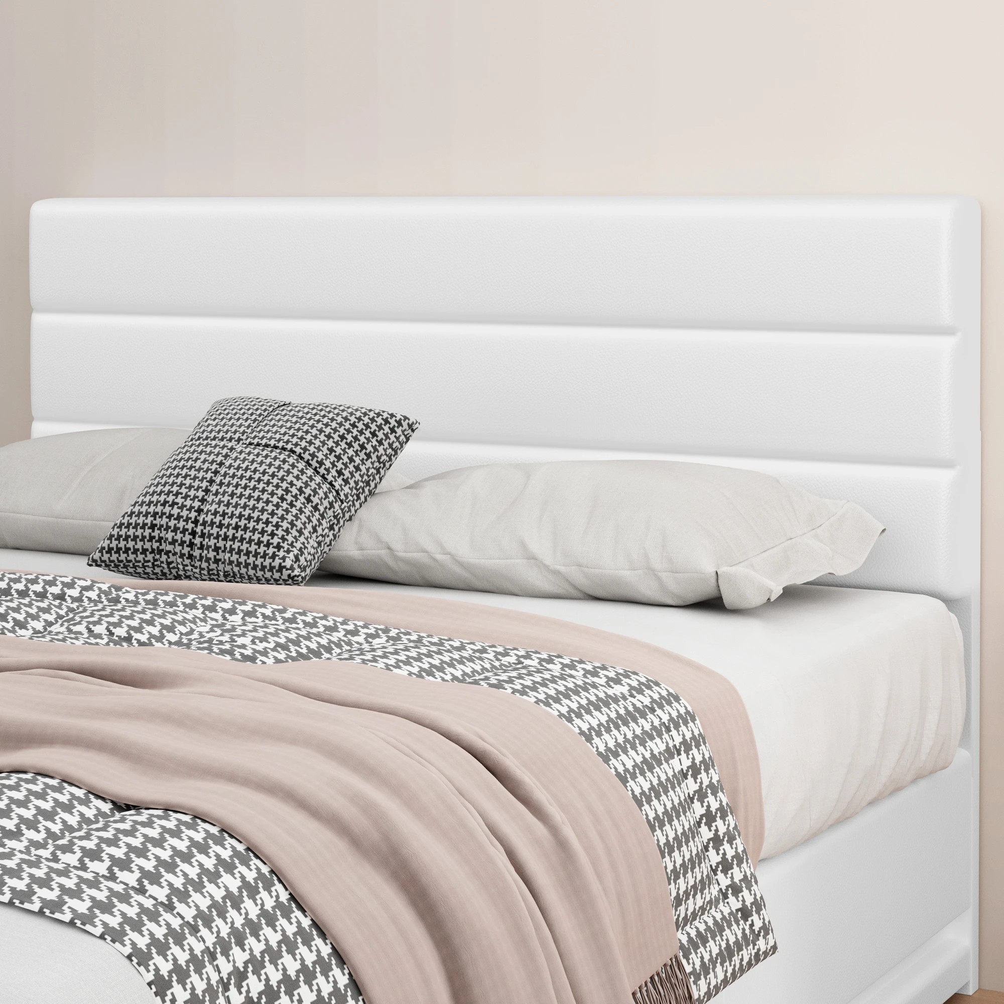 6 Alfordson Bed Frame King Size LED Gas Lift Platform Base Storage - White, 6 of 9