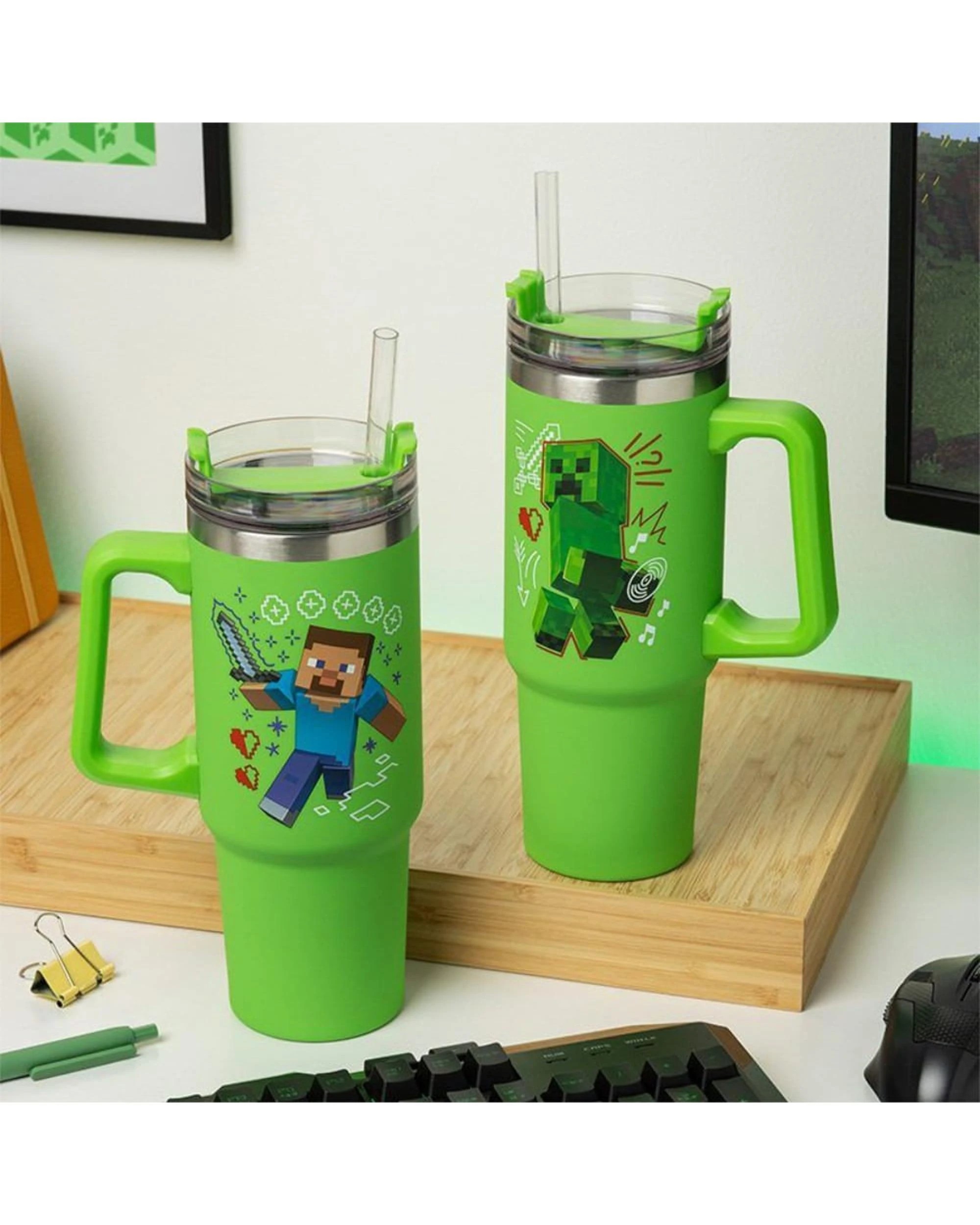 5 Paladone Minecraft Green 900ml Travel Cup, 5 of 5