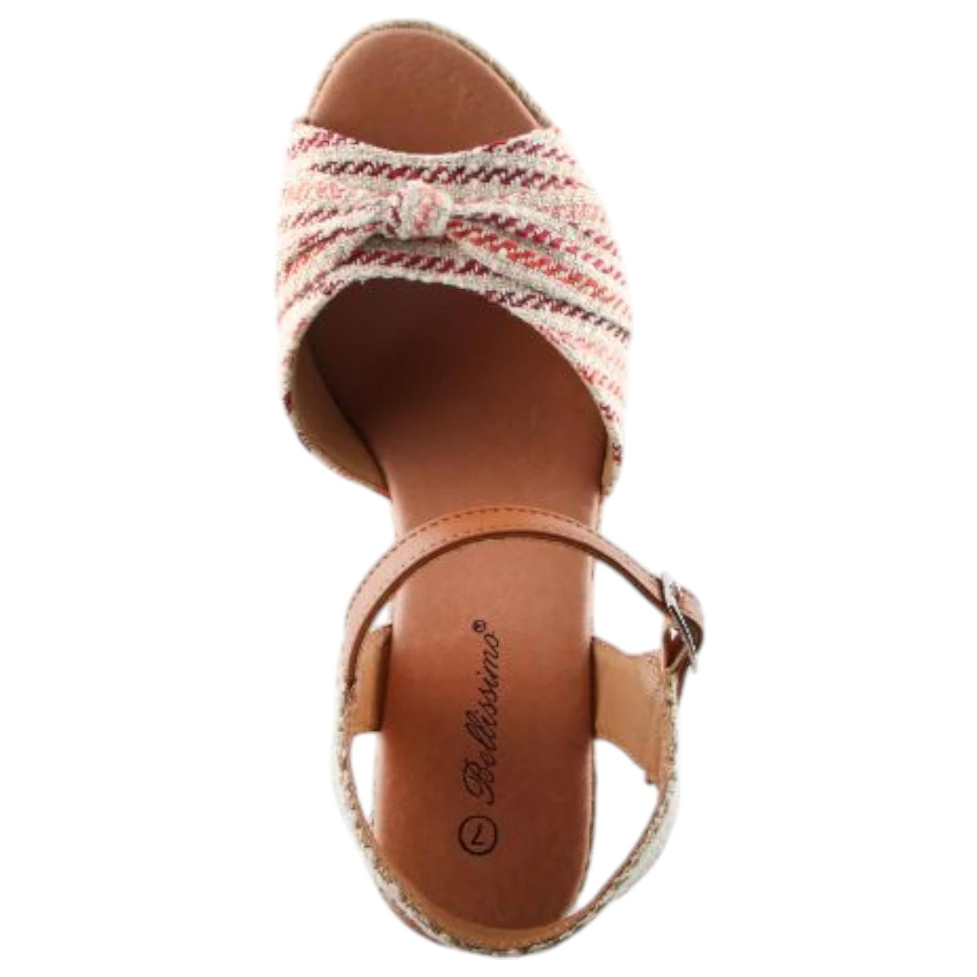 4 Bellissimo Womens Lou Wedge Sandals RED MULTI, 4 of 4