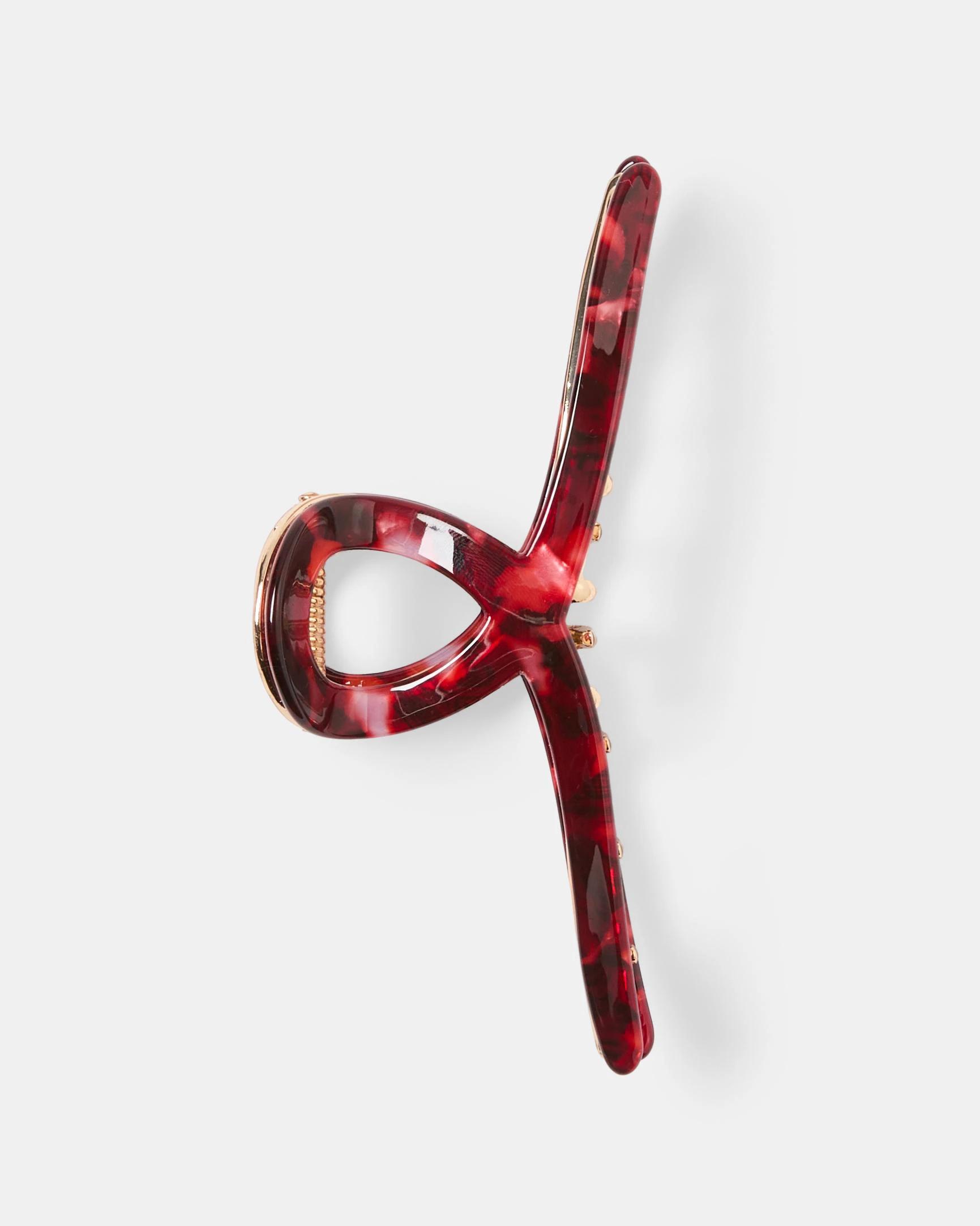 1 Red Loop Metal Resin Claw Hair Clip Red, 1 of 4