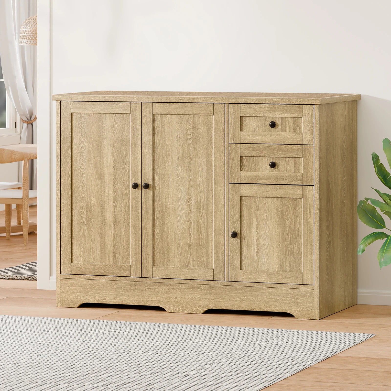 3 Alfordson Sideboard Buffet Cupboard Storage Cabinet - Oak, 3 of 10