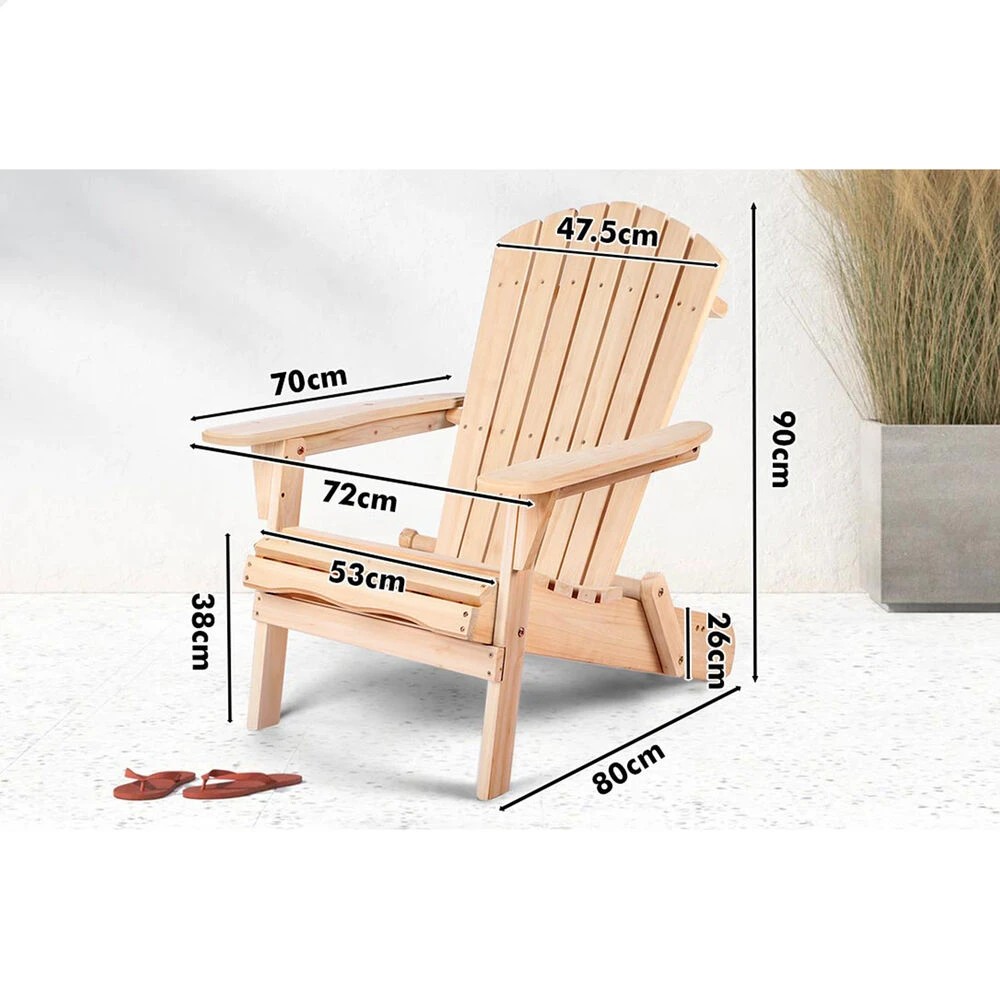 9 Alfordson Outdoor Chair Wooden Adirondack Patio Furniture Beach Garden - Natural, 9 of 9