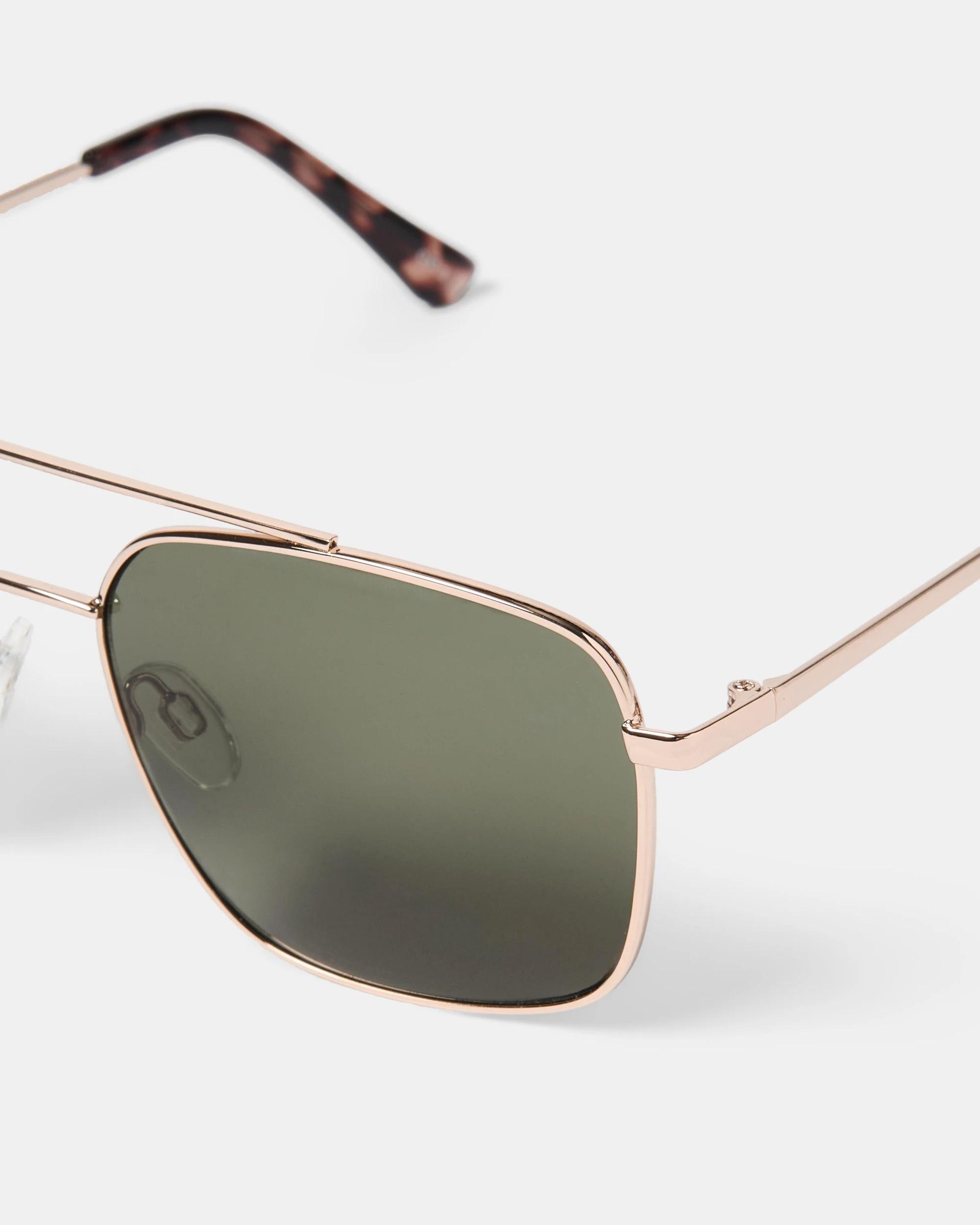 2 Gold Tone Metal Aviator Sunglasses Gold, 2 of 5