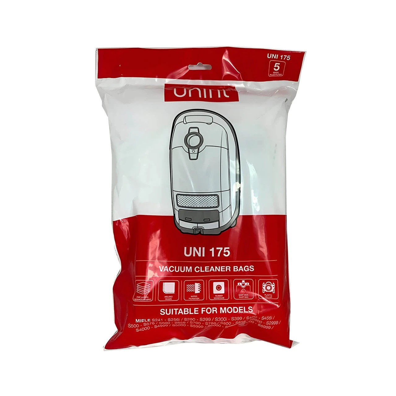 2 Unifit 5pk Dust Bags For Miele Vacuum Cleaners - White, 2 of 4