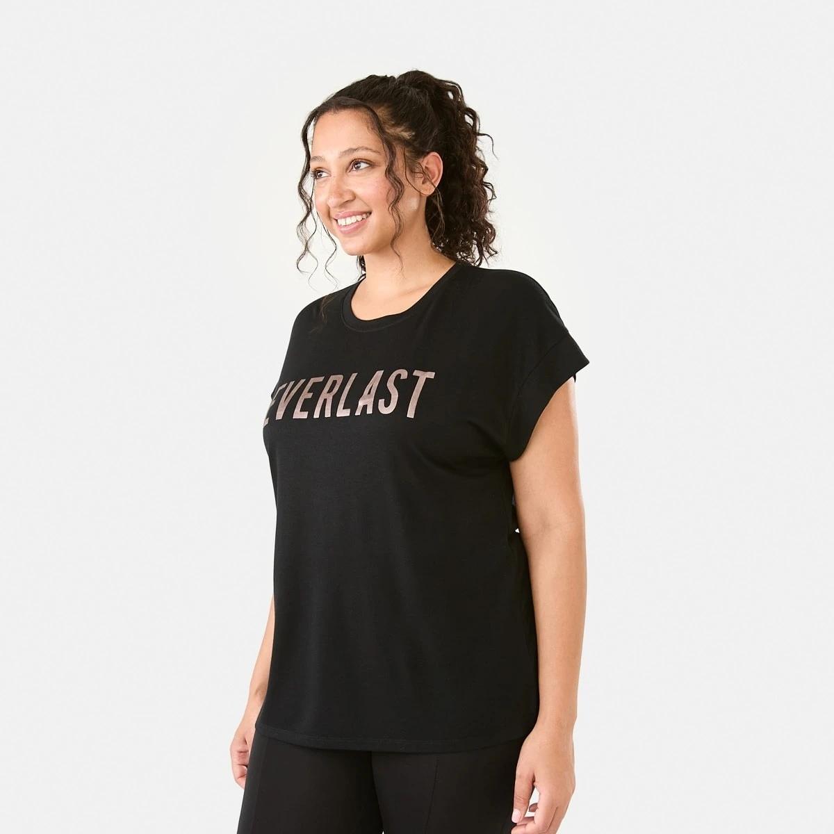 2 Everlast Womens Relaxed Long T-shirt EVERLAST BLACK, 2 of 7