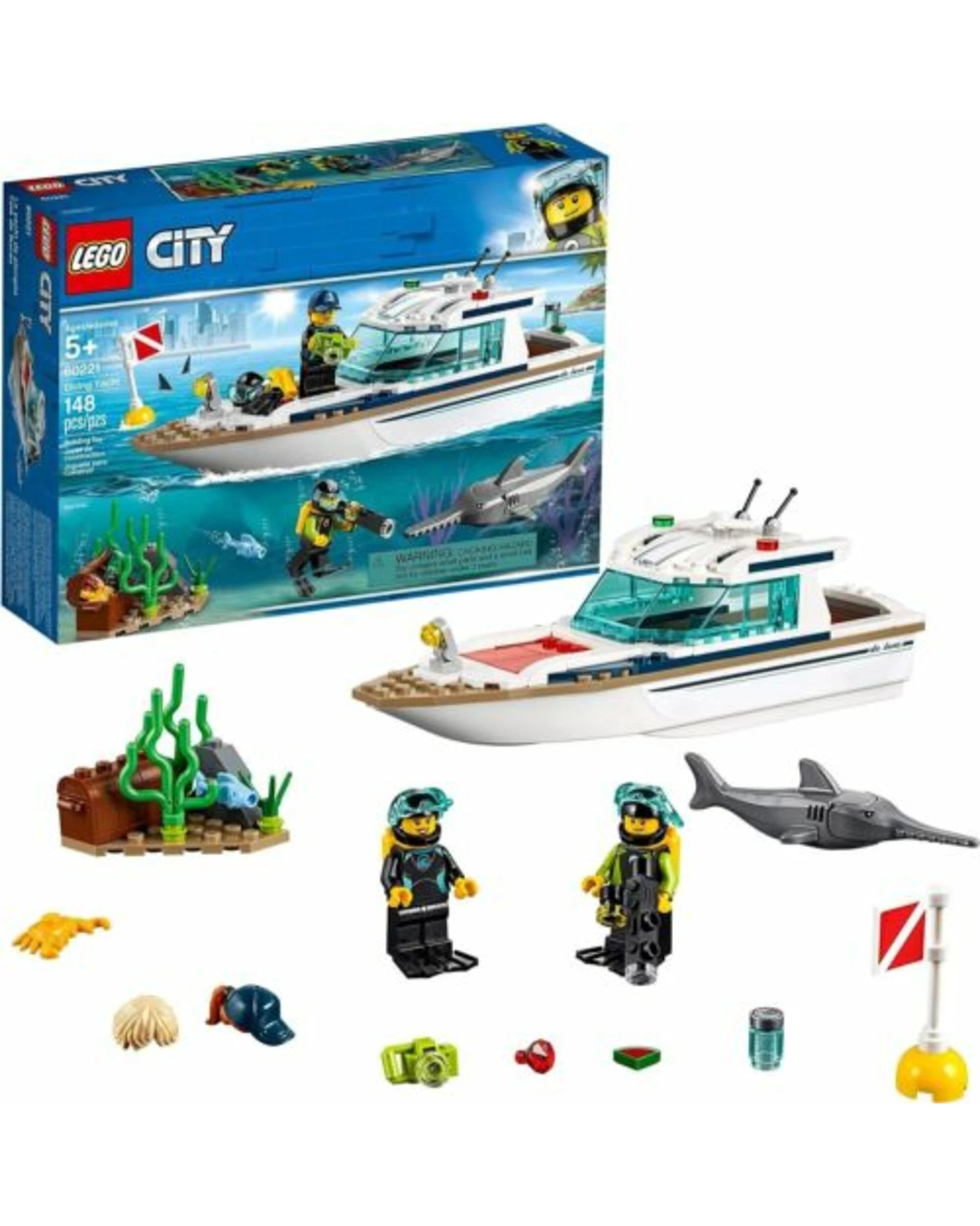 1 LEGO City Diving Yacht 60221 - Sea Ocean Boat with Diver and Swordfish, 1 of 1