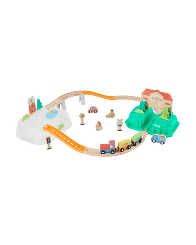 34 Piece Train Playset with Sto