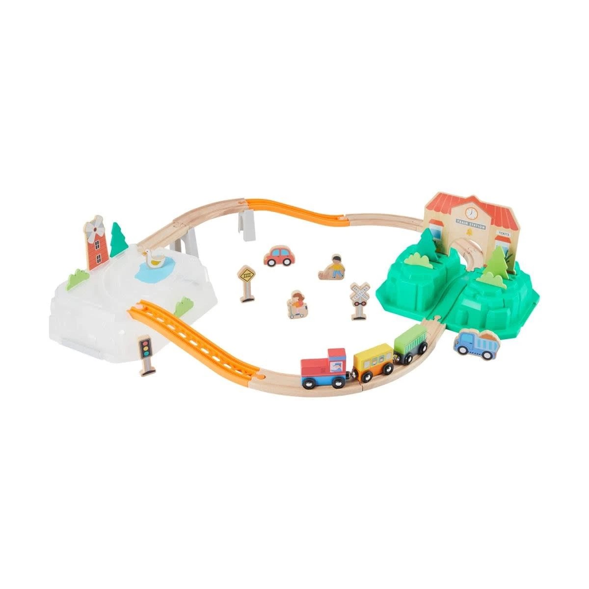 1 34 Piece Train Playset with Storage, 1 of 9