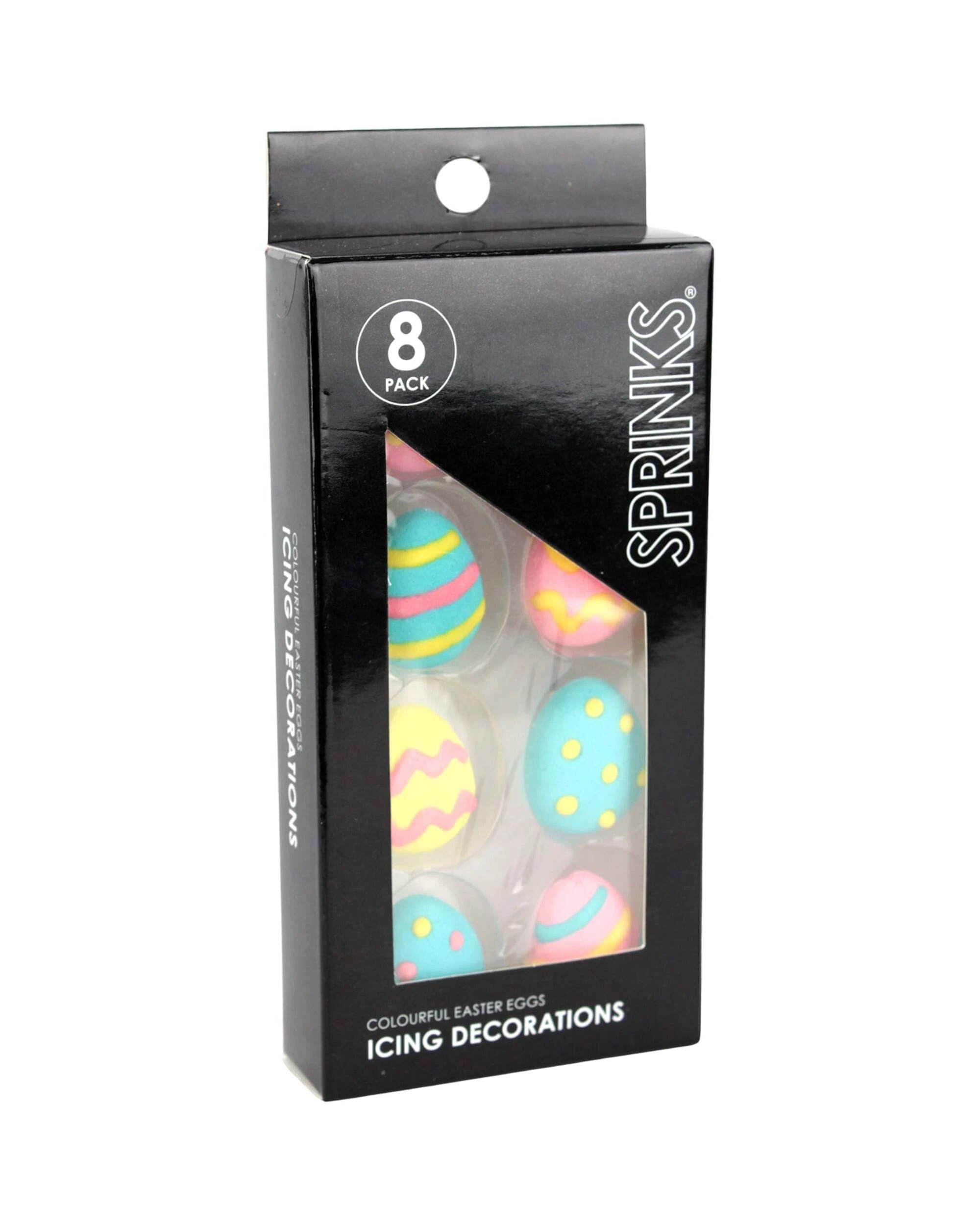 1 Sprinks Colourful Easter Egg Edible Sugar Cupcake Decorations Pack of 8, 1 of 5