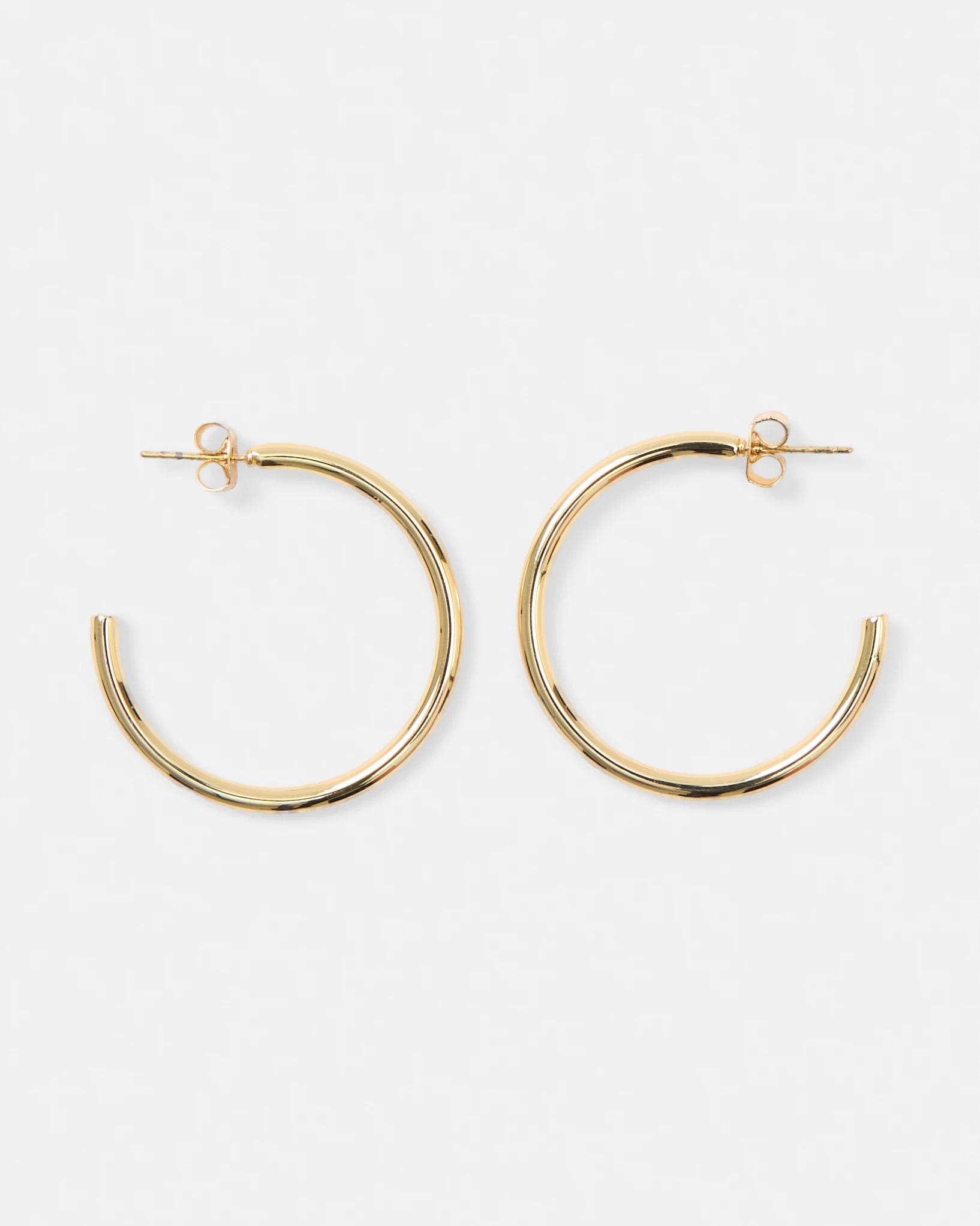 1 18K Gold Plated Plain Hoop Earrings Gold, 1 of 5