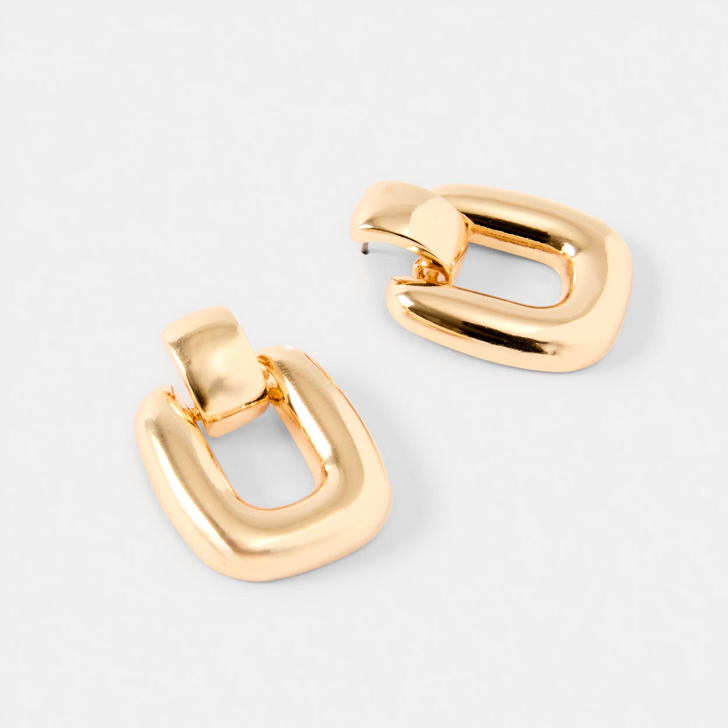 3 Square Doorknocker Earrings - Gold Tone Gold, 3 of 8