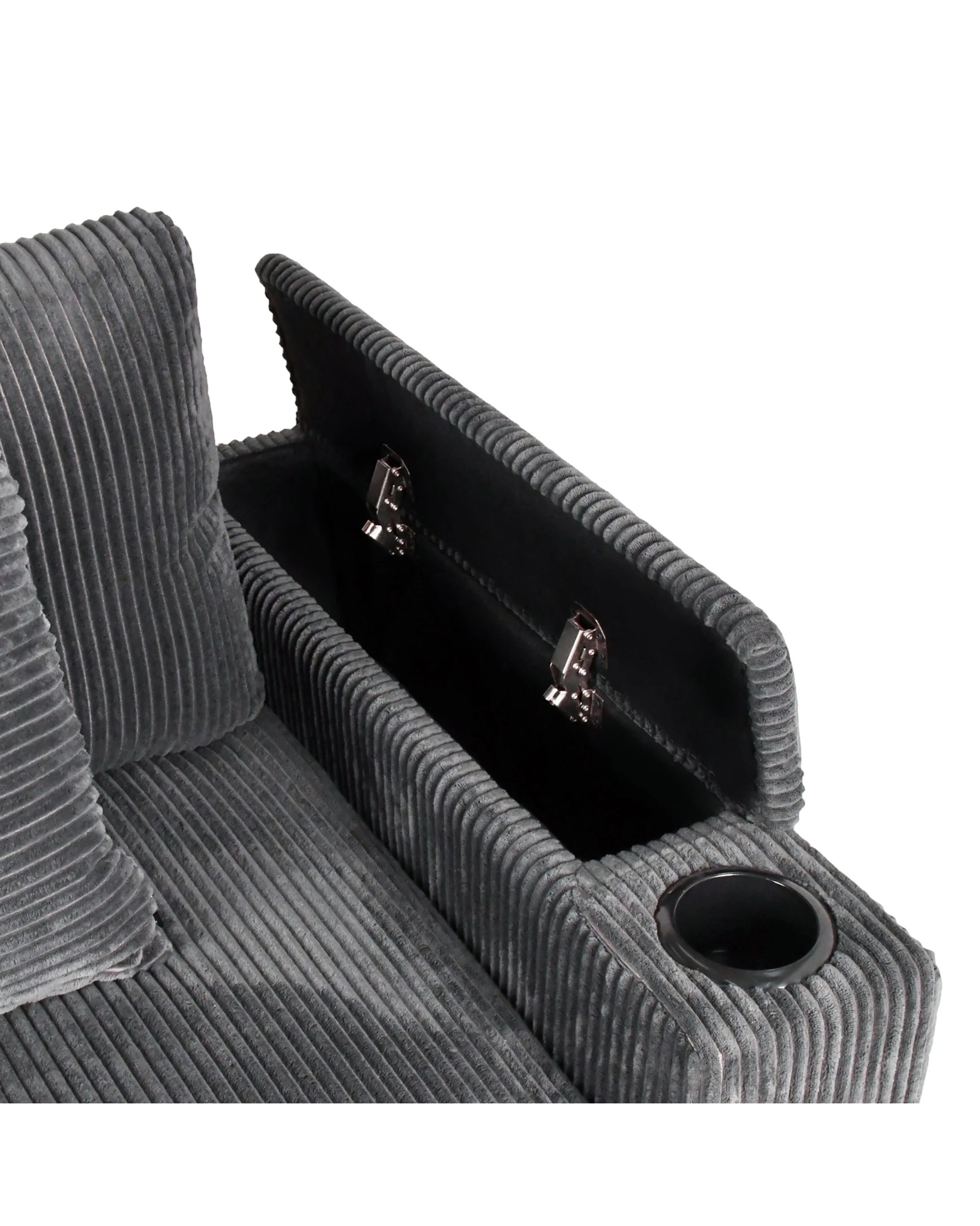 3 Advwin Sofa 256cm Corduroy Modular Couch with Storage Armrests and  Cup Holder - Grey, 3 of 10