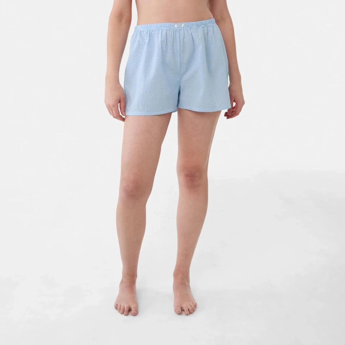 5 Cotton Seersucker Shorts Stripe Scenic Blue, 5 of 5