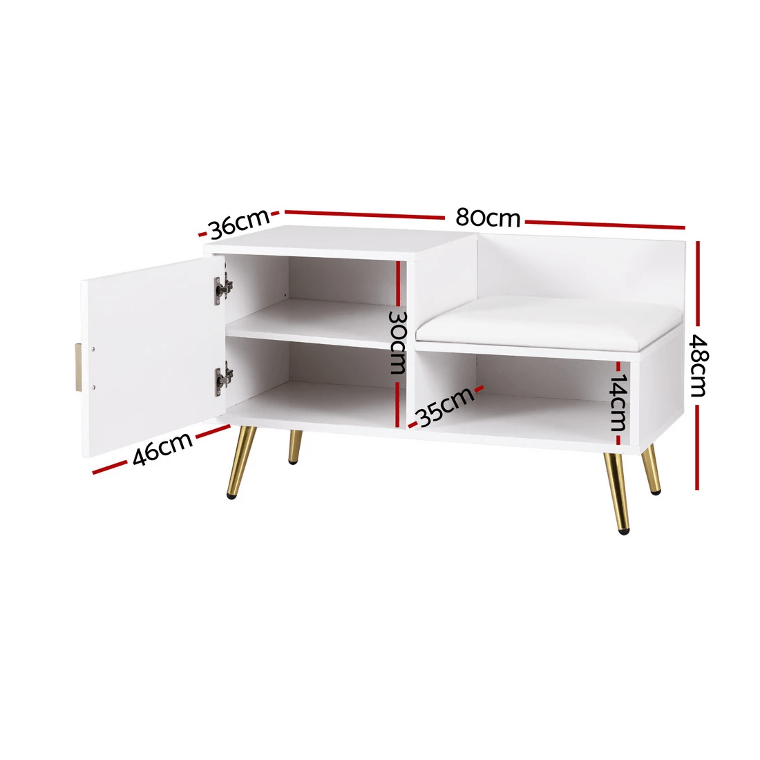 2 Artiss Shoe Rack Cabinet Bench 6 Pairs - White, 2 of 6