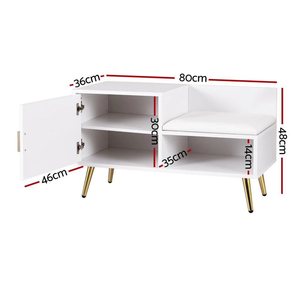 2 Artiss Shoe Rack Cabinet Bench 6 Pairs - White, 2 of 4