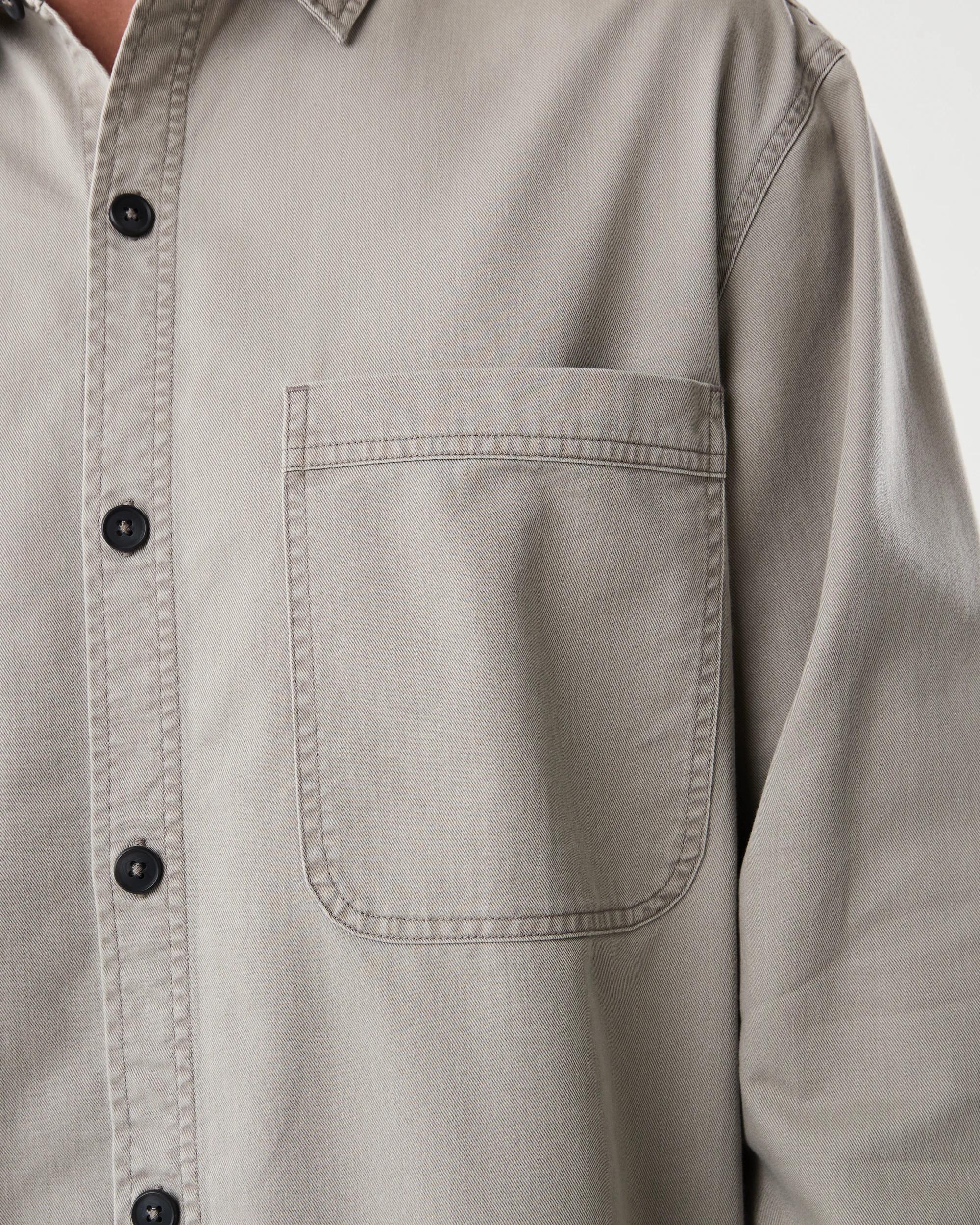6 Long Sleeve Twill Overshirt Bge Smoke, 6 of 7