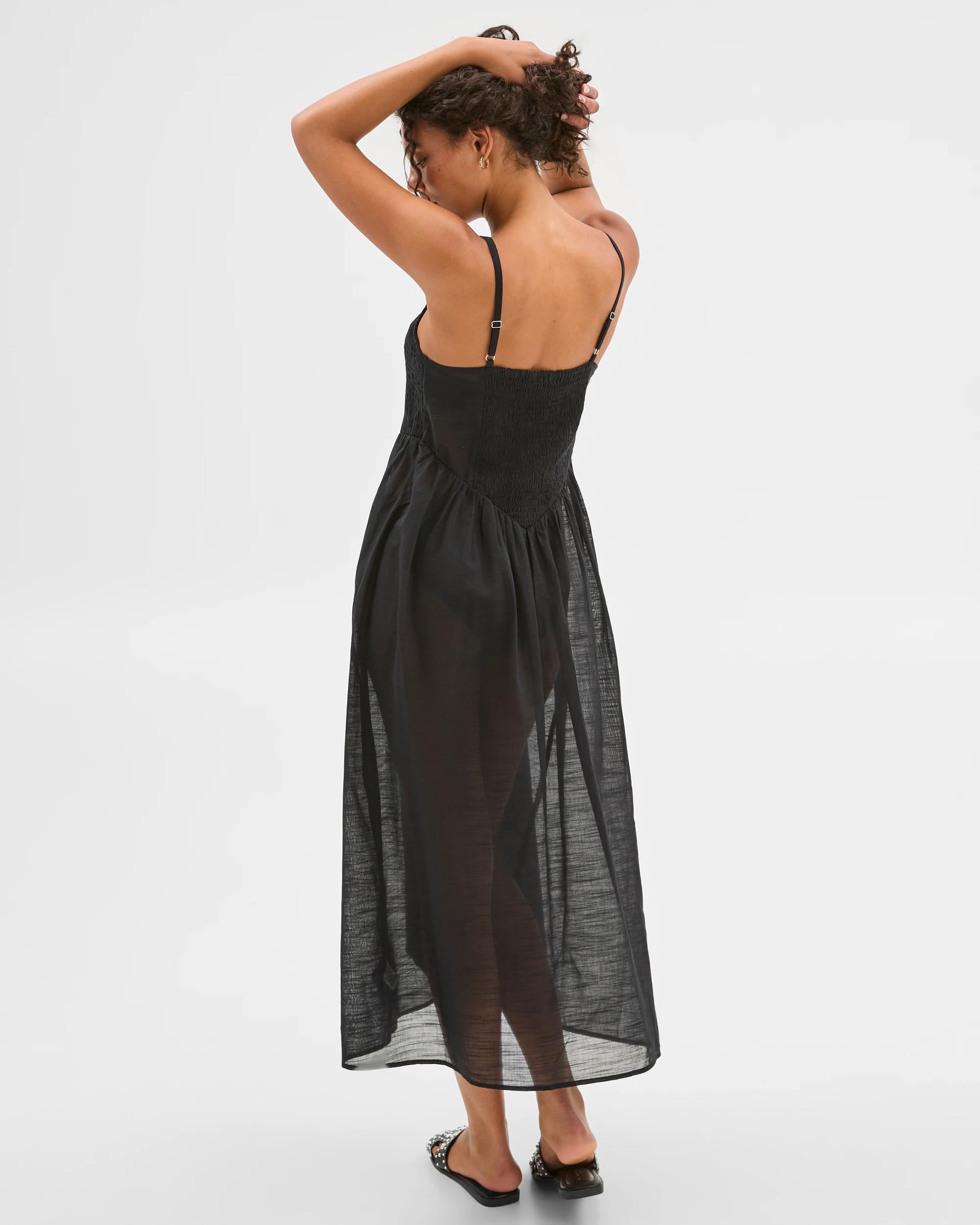 6 Target Resort Shirred Midi Dress BLACK, 6 of 6