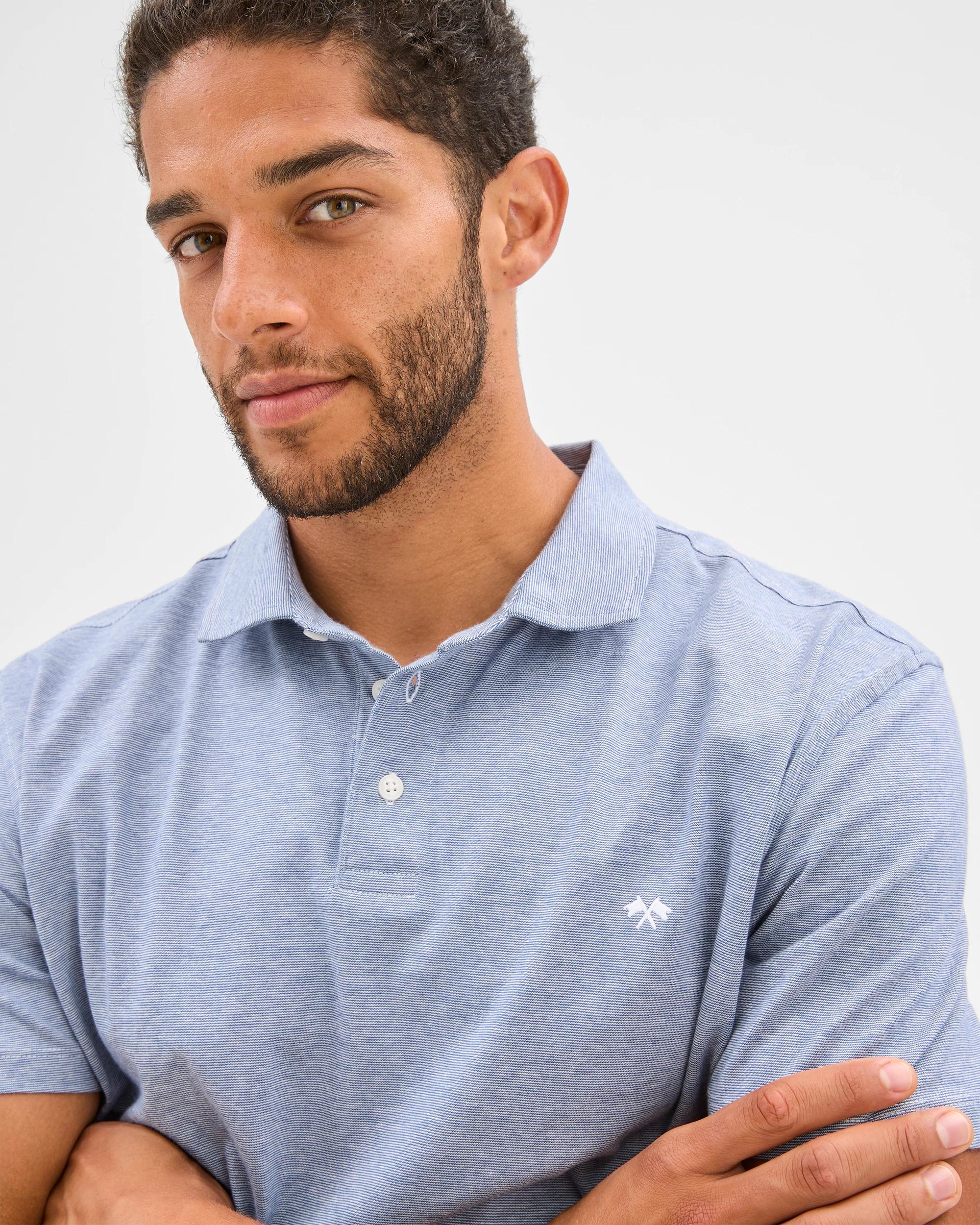 5 Target Australian Cotton Jersey Micro Stripe Polo Top BLUE, 5 of 6