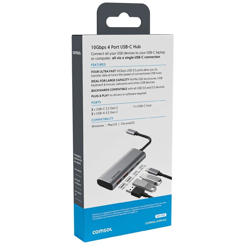 3 Comsol 10Gbps 4 Port USB-C Hub, 3 of 5