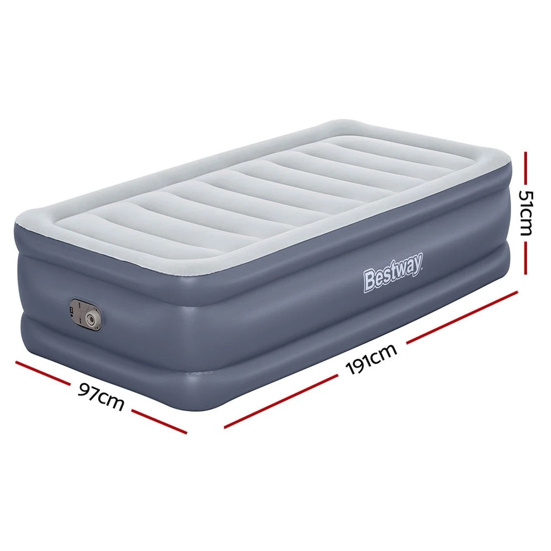 3 Bestway Air Mattress Single Inflatable Bed 51cm Airbed - Single Bed - Grey, 3 of 5