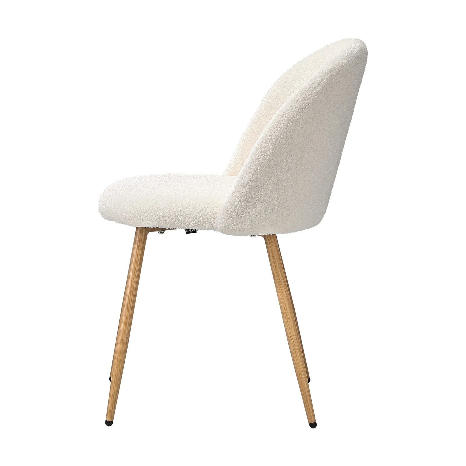10 Oikiture 2x Dining Chairs Accent Chair Armchair Upholstered Sherpa Wooden
 - White, 10 of 10