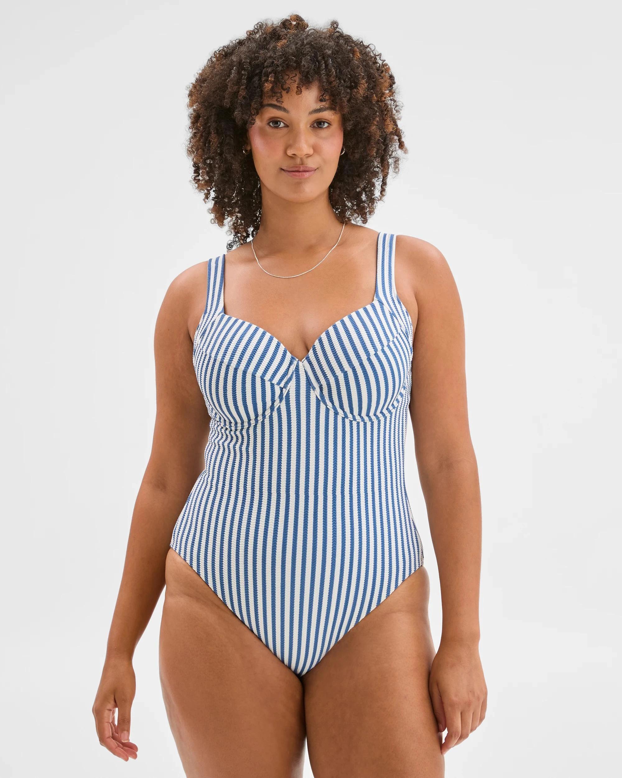 9 Target Woman Shape Your Body Resort Balconette Underwire One Piece Swimsuit STEEL STRIPE, 9 of 10