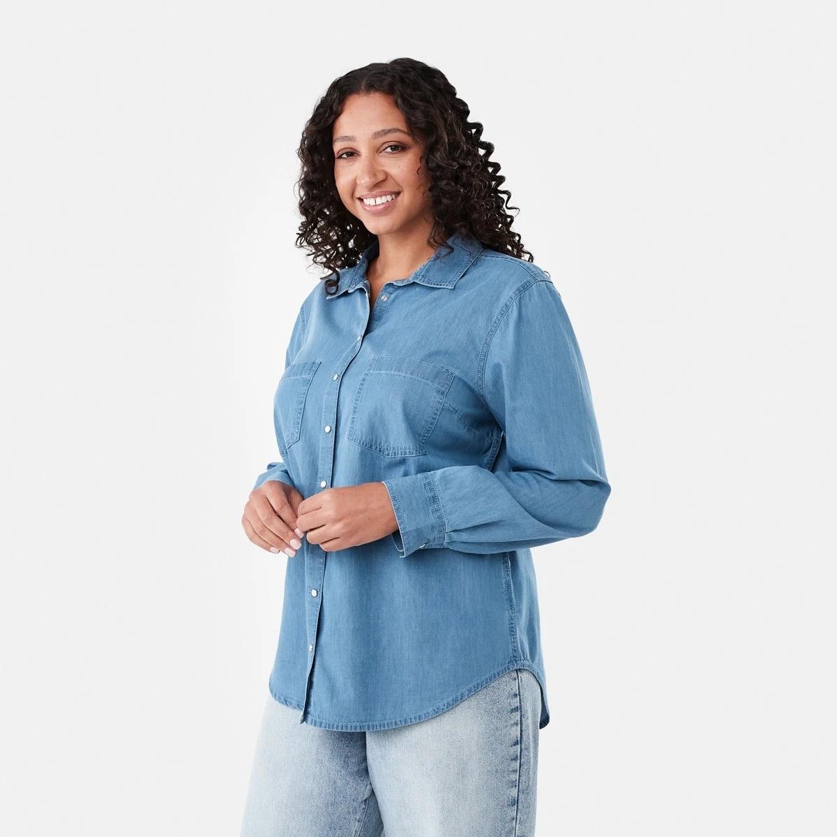 2 Long Sleeve Chambray Shirt Mid Wash, 2 of 7