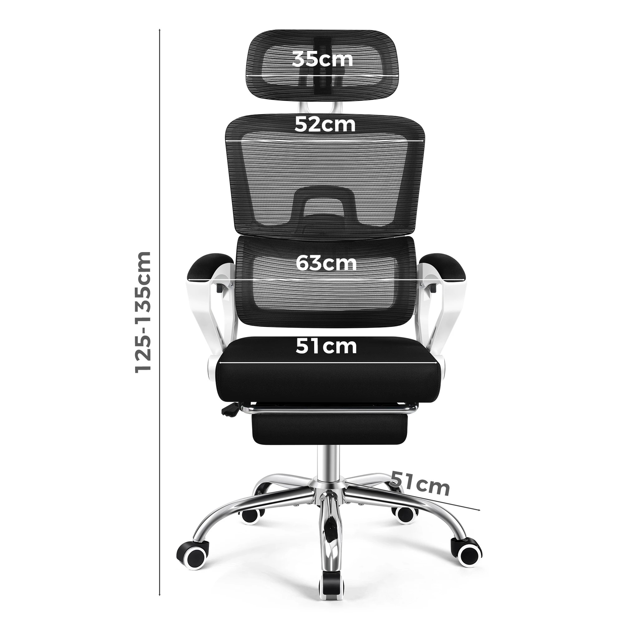 8 Alfordson Mesh Office Chair Racing Ergonomic Executive Computer Recliner Work - White Black, 8 of 10
