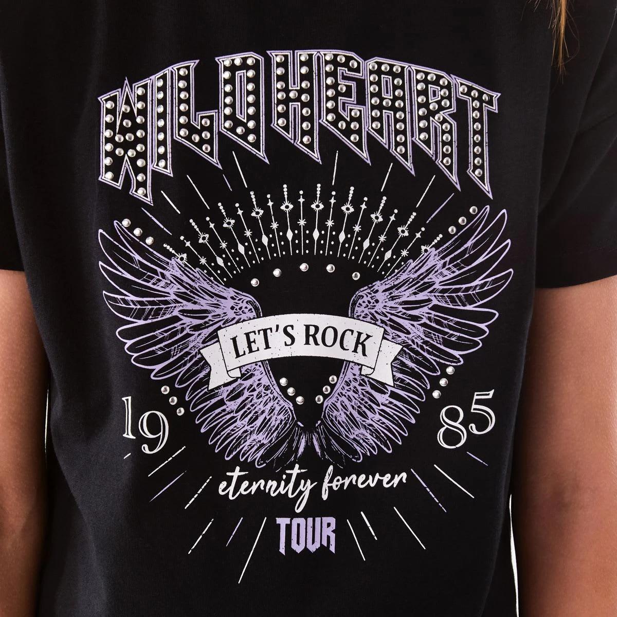 4 Short Sleeve Cropped Print T-shirt Tour Black, 4 of 8