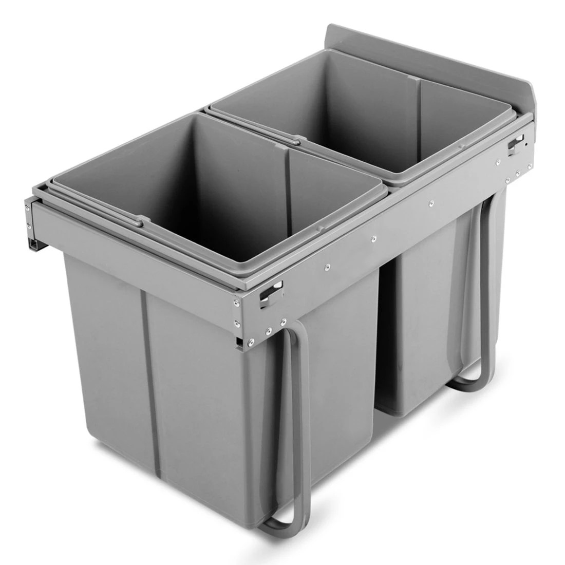 1 Cefito Pull Out Bin Kitchen Double Basket 2X20L - Grey, 1 of 6