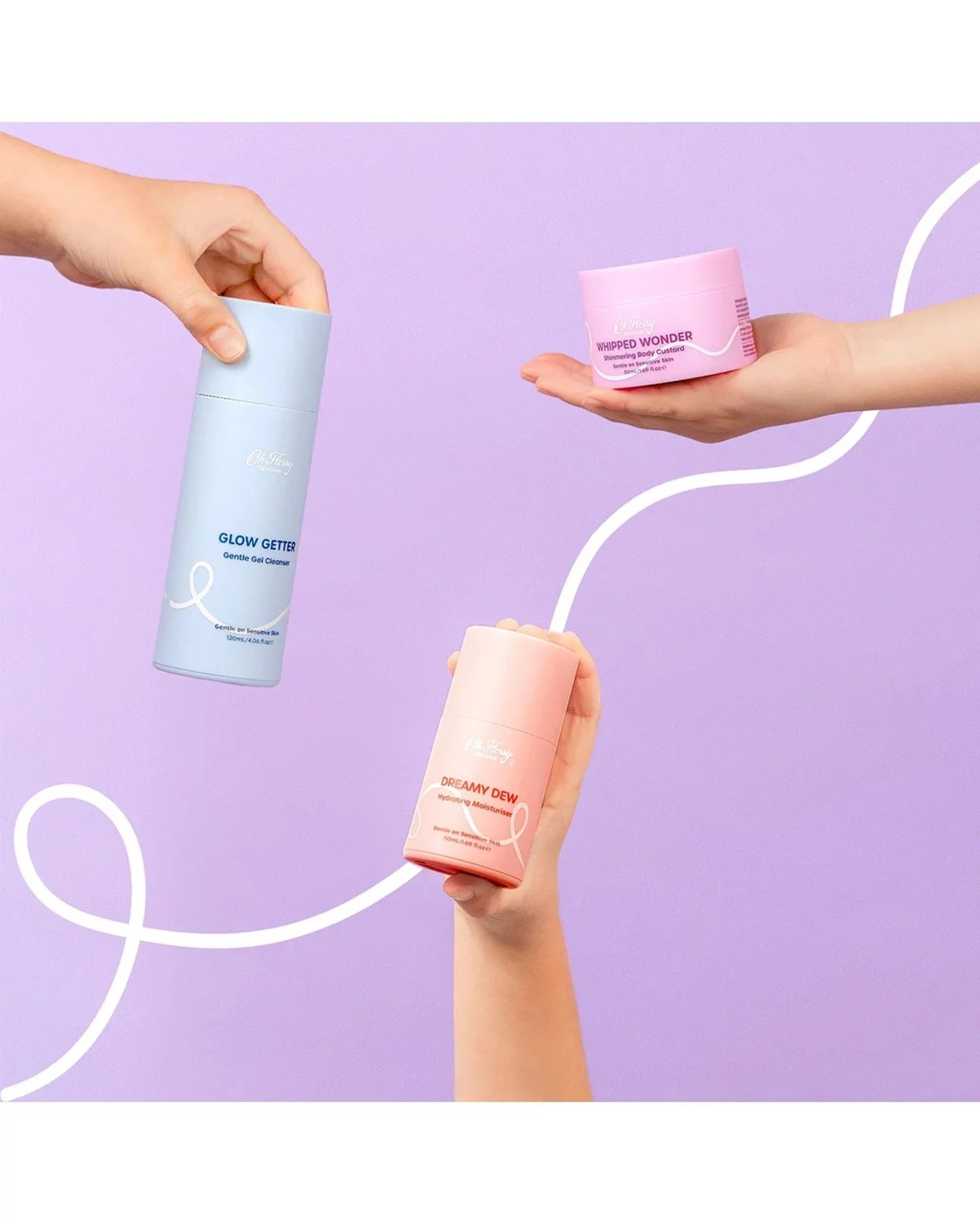 3 OH FLOSSY Skincare Cleanser Moisturiser Custard Glowing Skin Essentials Kit - Multi, 3 of 3