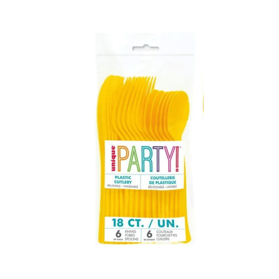 2 Unique Yellow Reusable Plastic Cutlery Pack of 18, 2 of 2