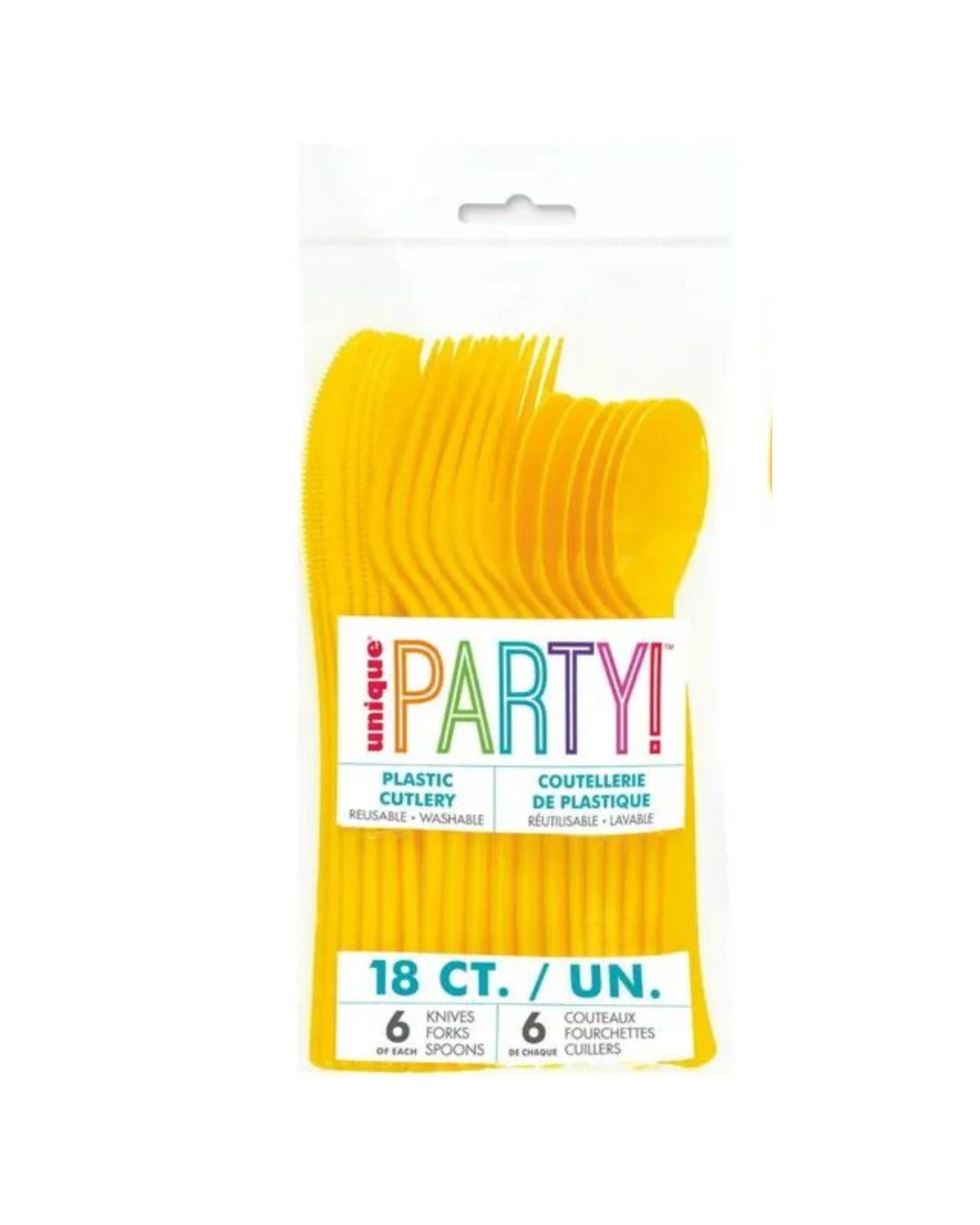 2 Unique Yellow Reusable Plastic Cutlery Pack of 18 - Yellow, 2 of 2