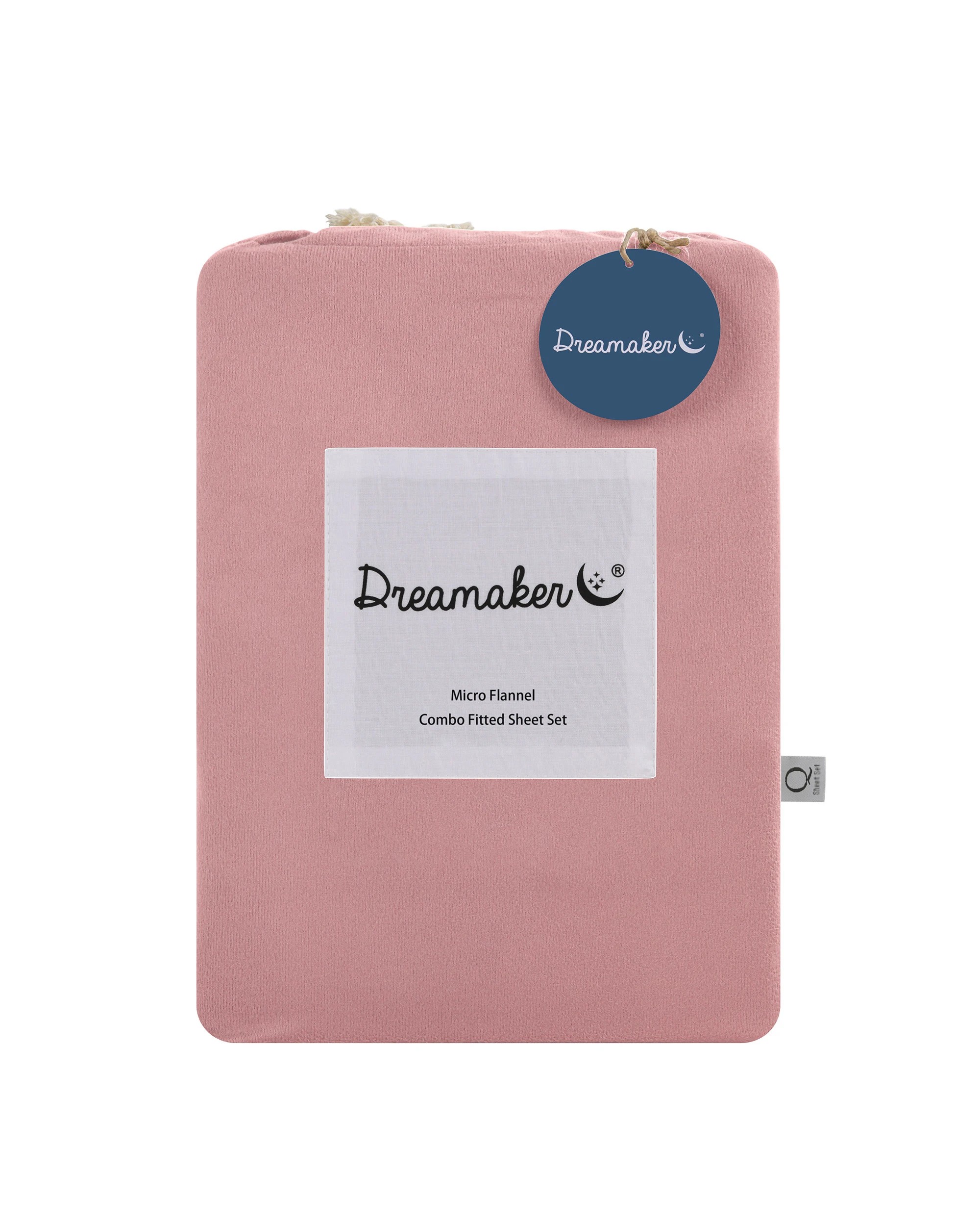 7 Dreamaker Micro Flannel Combo Fitted Sheet Set - Super King Bed - Pink Pearl, 7 of 7