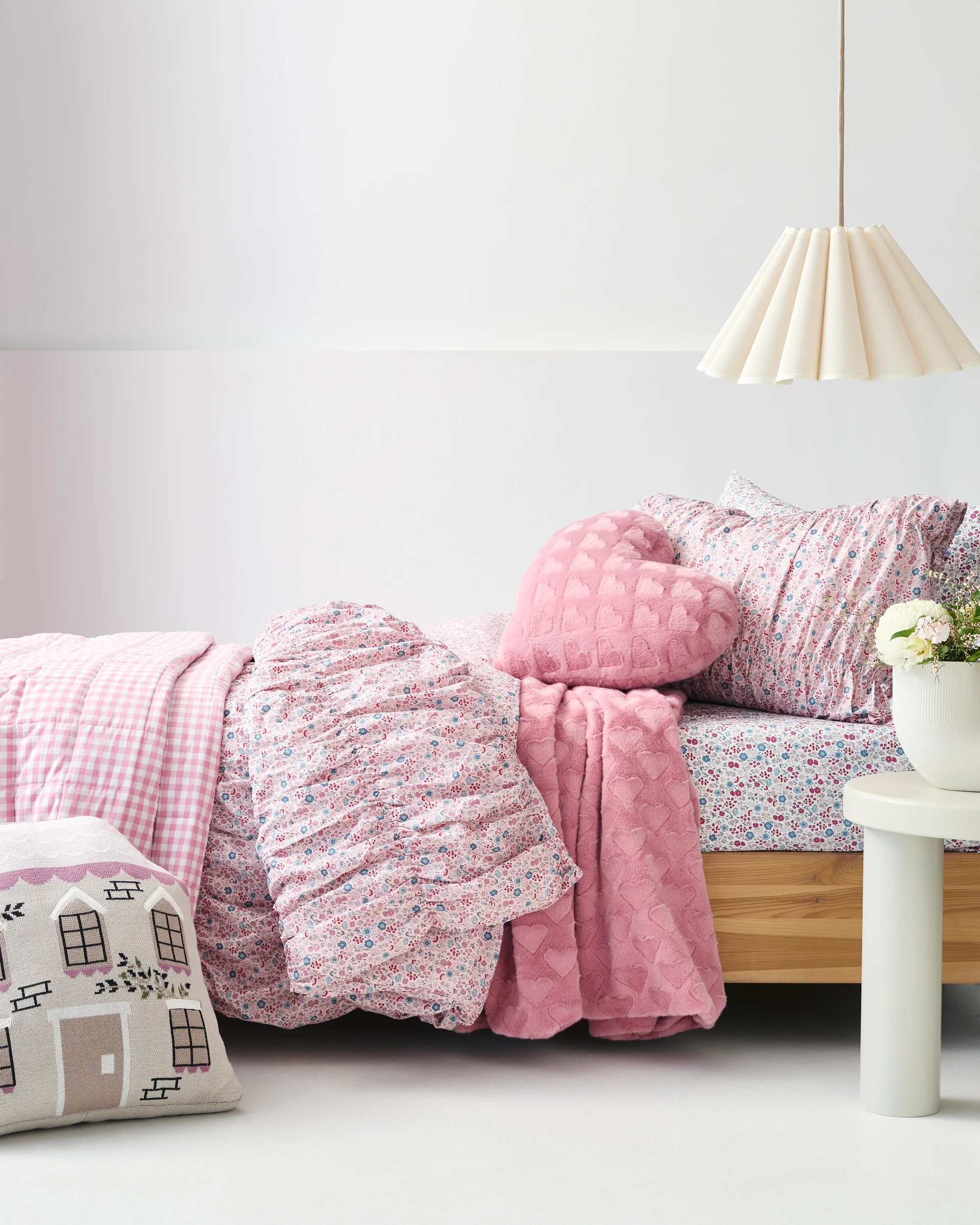 1 Target Evie Ditsy Floral Ruched Australian Cotton Kids Quilt Cover Set - Queen Bed - Pink, 1 of 9